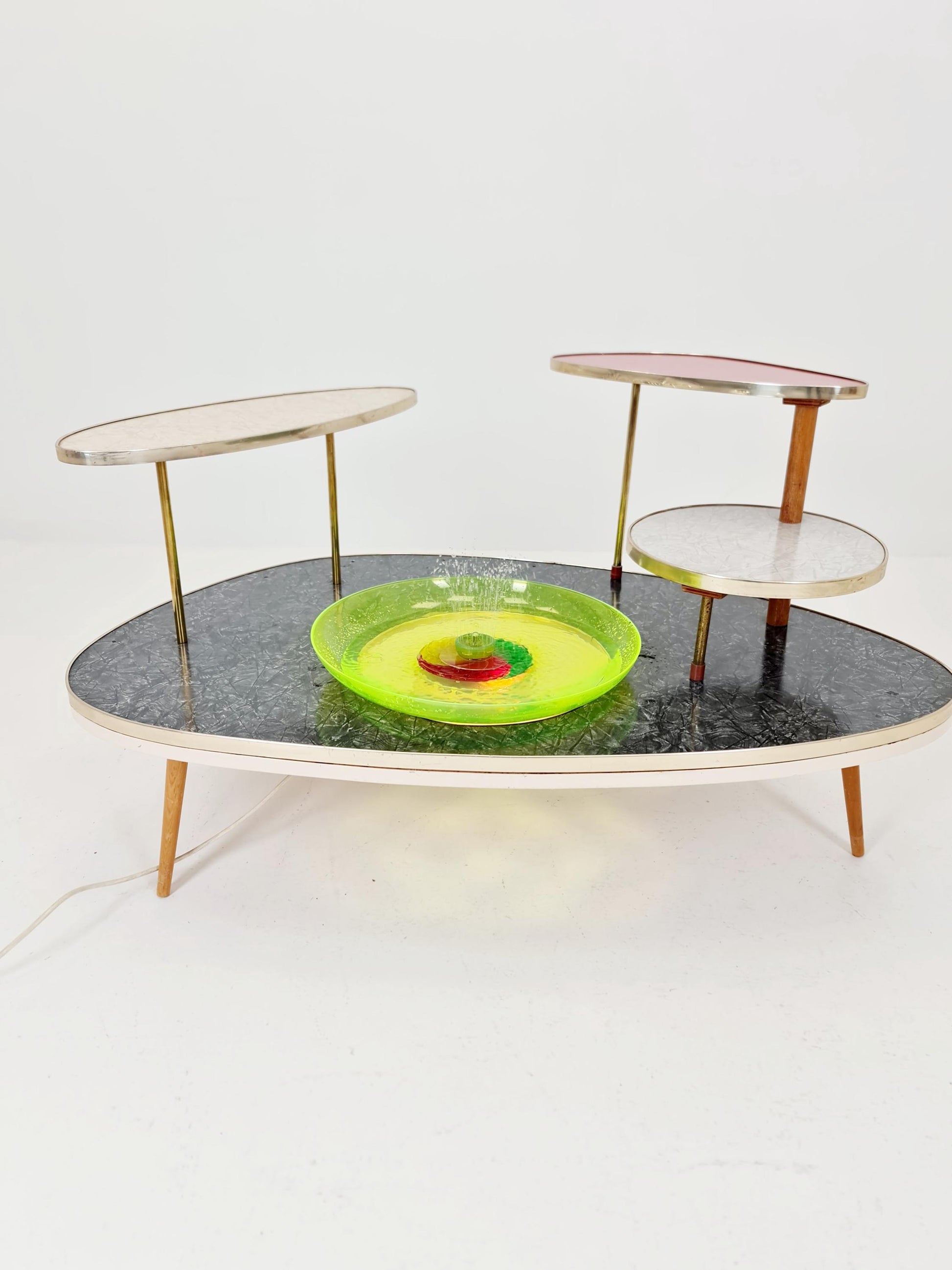 Rare Mid century Large German Plant Stand with fountain colorful Minimalist Plant Stand by Friwa west germany, 1960s
