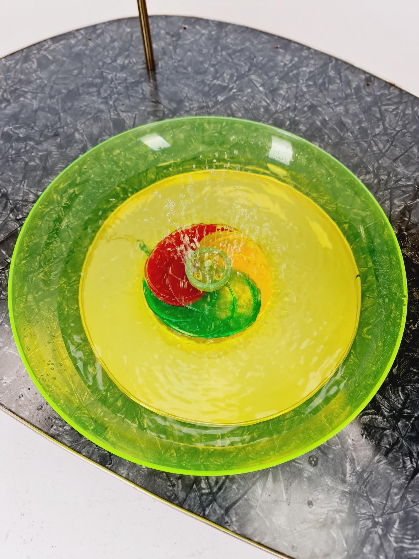 Rare Mid century Large German Plant Stand with fountain colorful Minimalist Plant Stand by Friwa west germany, 1960s