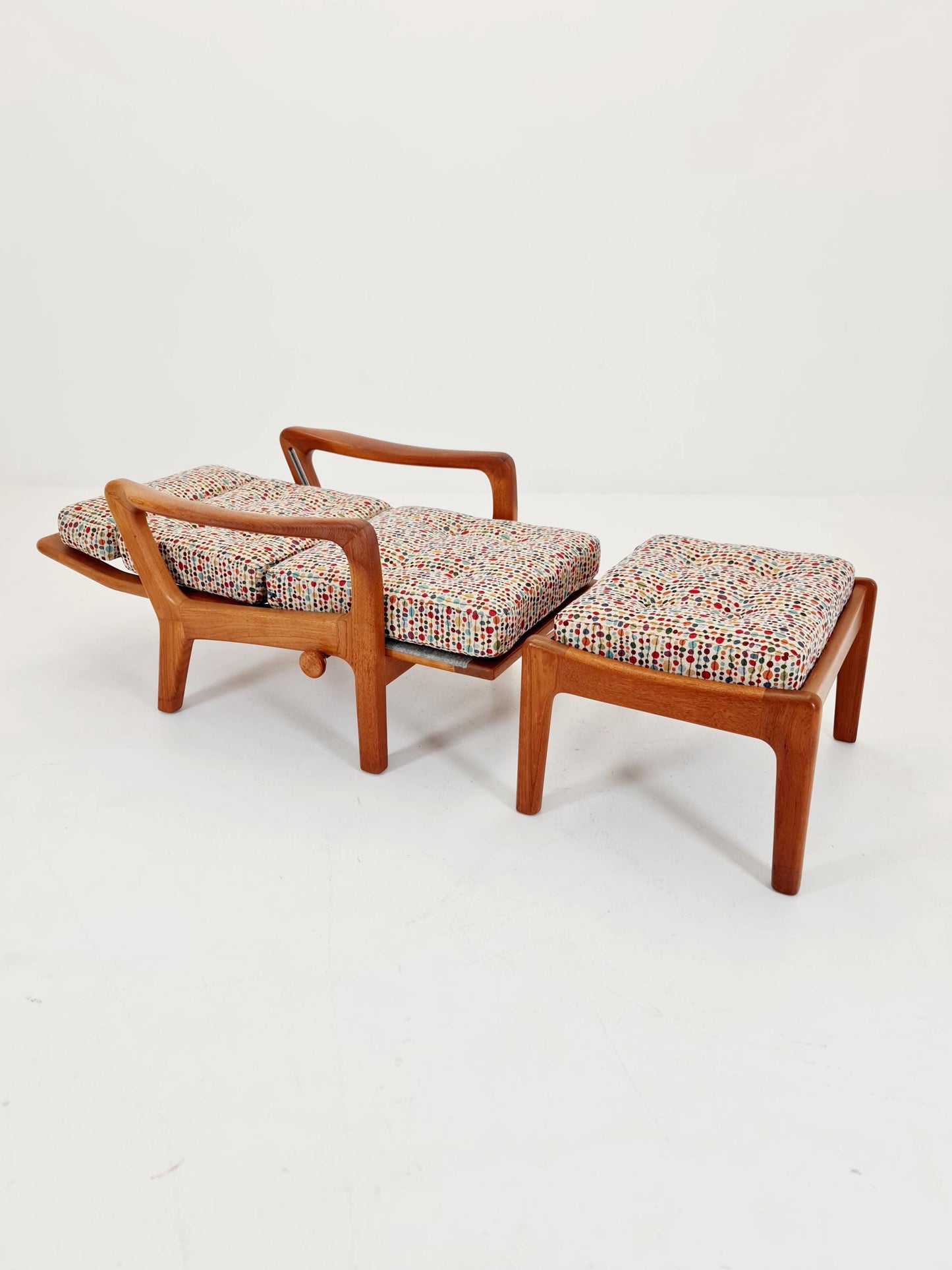 Mid-century Rare Danish Solid teak lounge chair with ottoman by Jens-Juul Christensen For JK Denmark 1960s