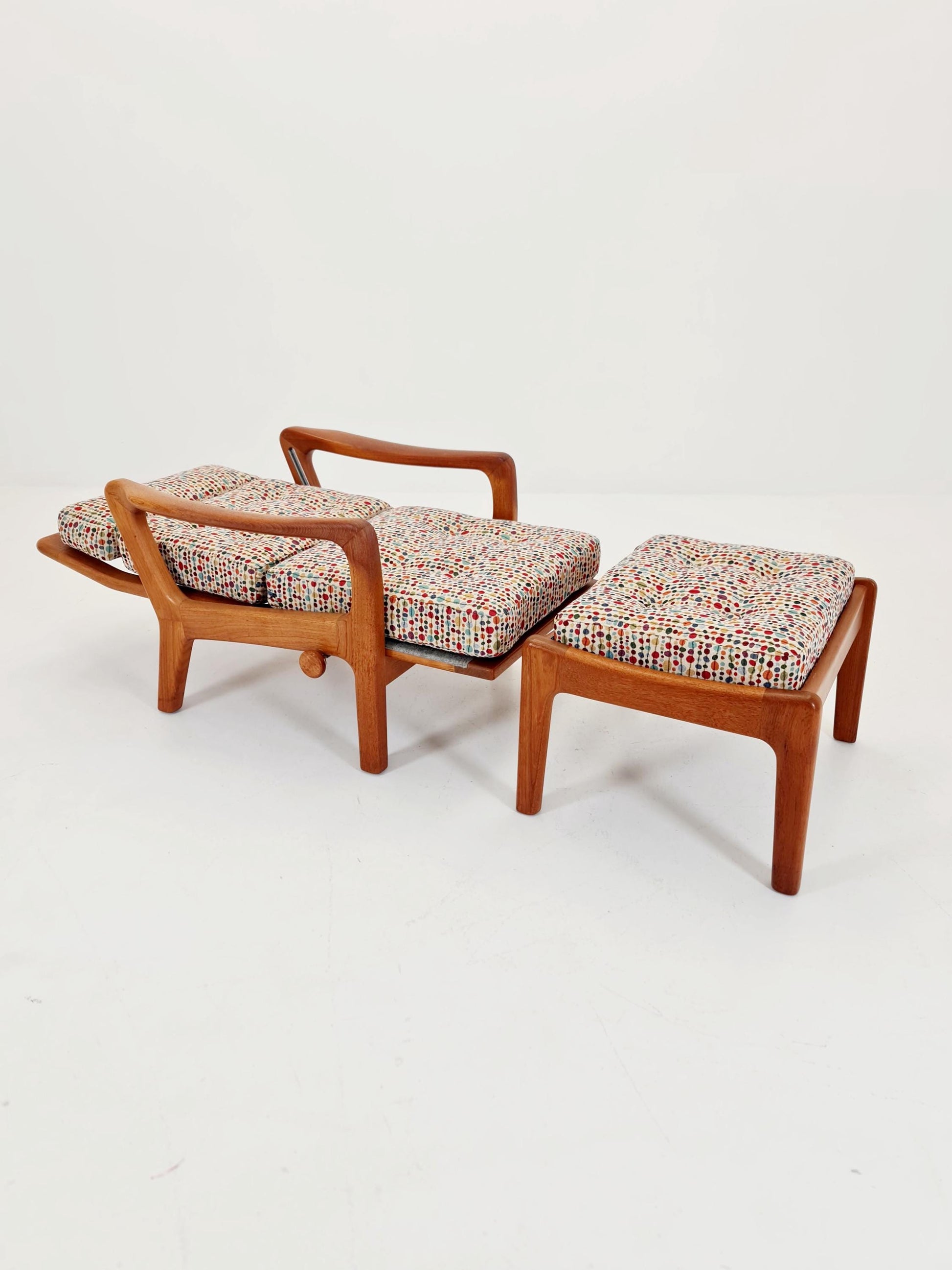 Mid-century Rare Danish Solid teak lounge chair with ottoman by Jens-Juul Christensen For JK Denmark 1960s