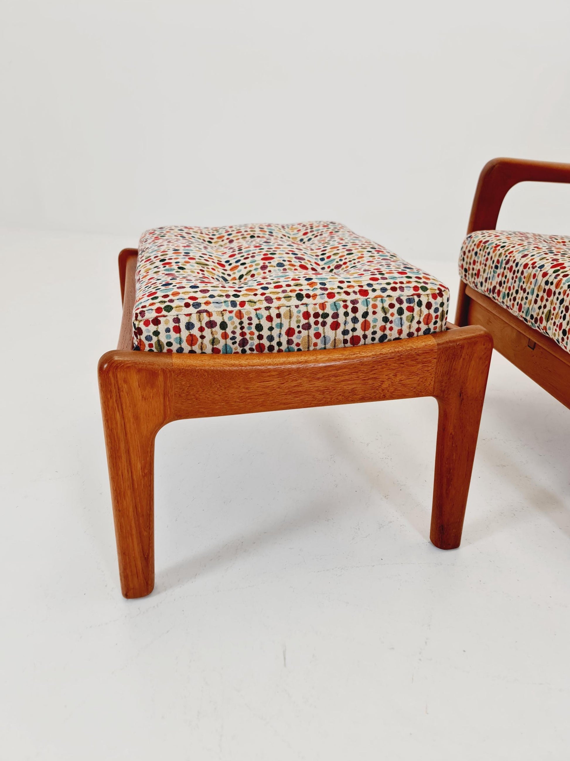 Mid-century Rare Danish Solid teak lounge chair with ottoman by Jens-Juul Christensen For JK Denmark 1960s
