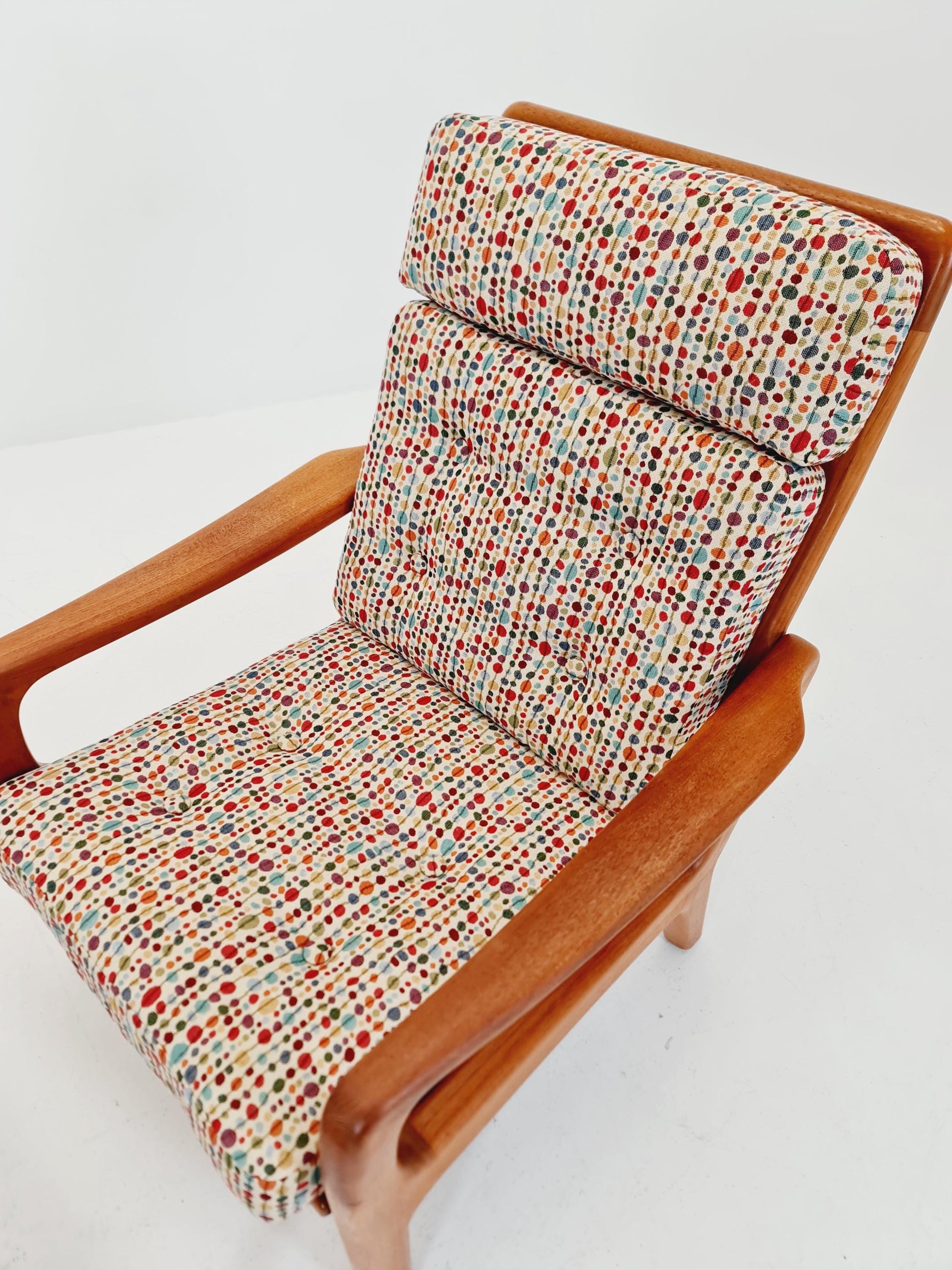Mid-century Rare Danish Solid teak lounge chair with ottoman by Jens-Juul Christensen For JK Denmark 1960s