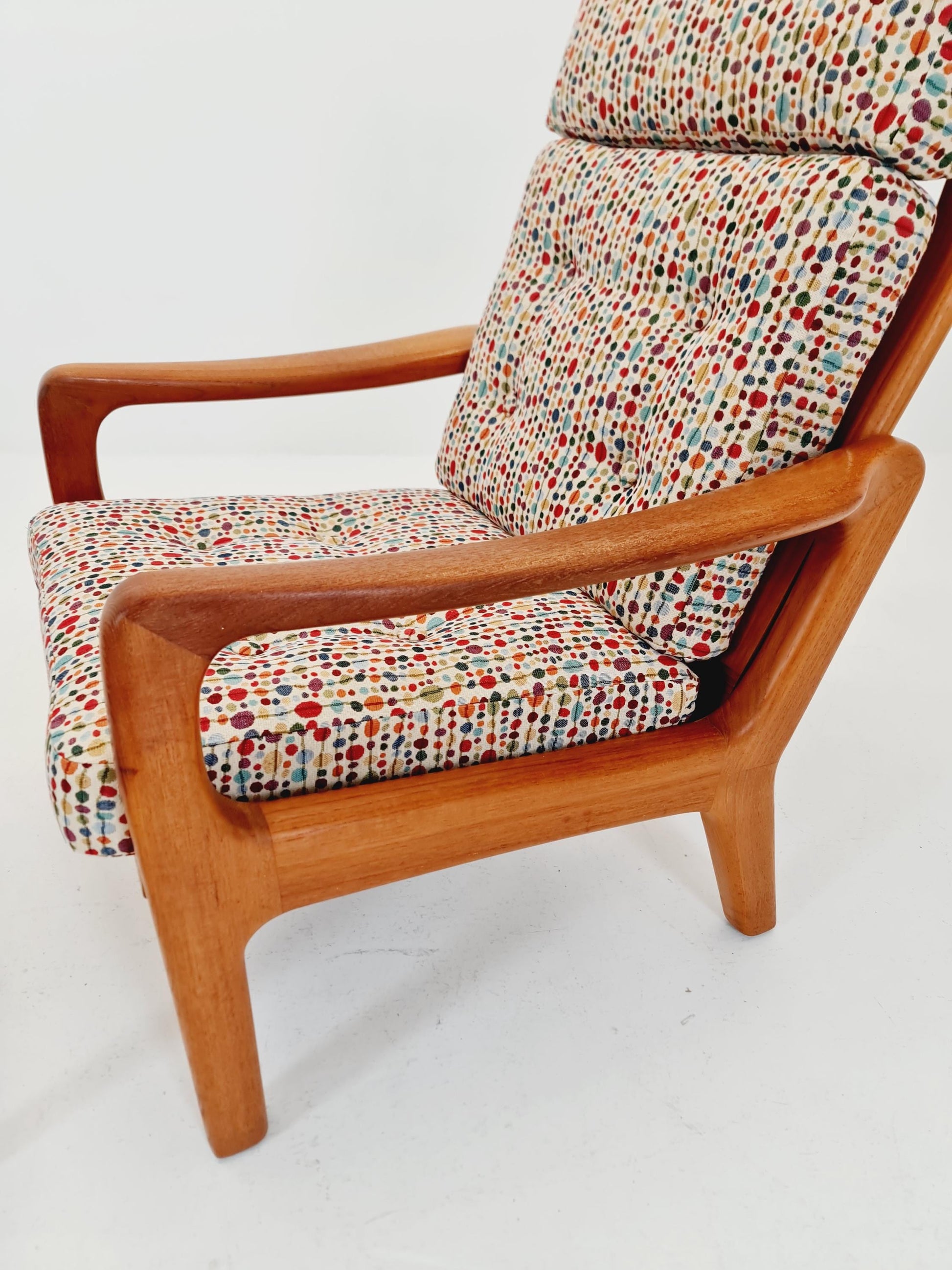 Mid-century Rare Danish Solid teak lounge chair with ottoman by Jens-Juul Christensen For JK Denmark 1960s