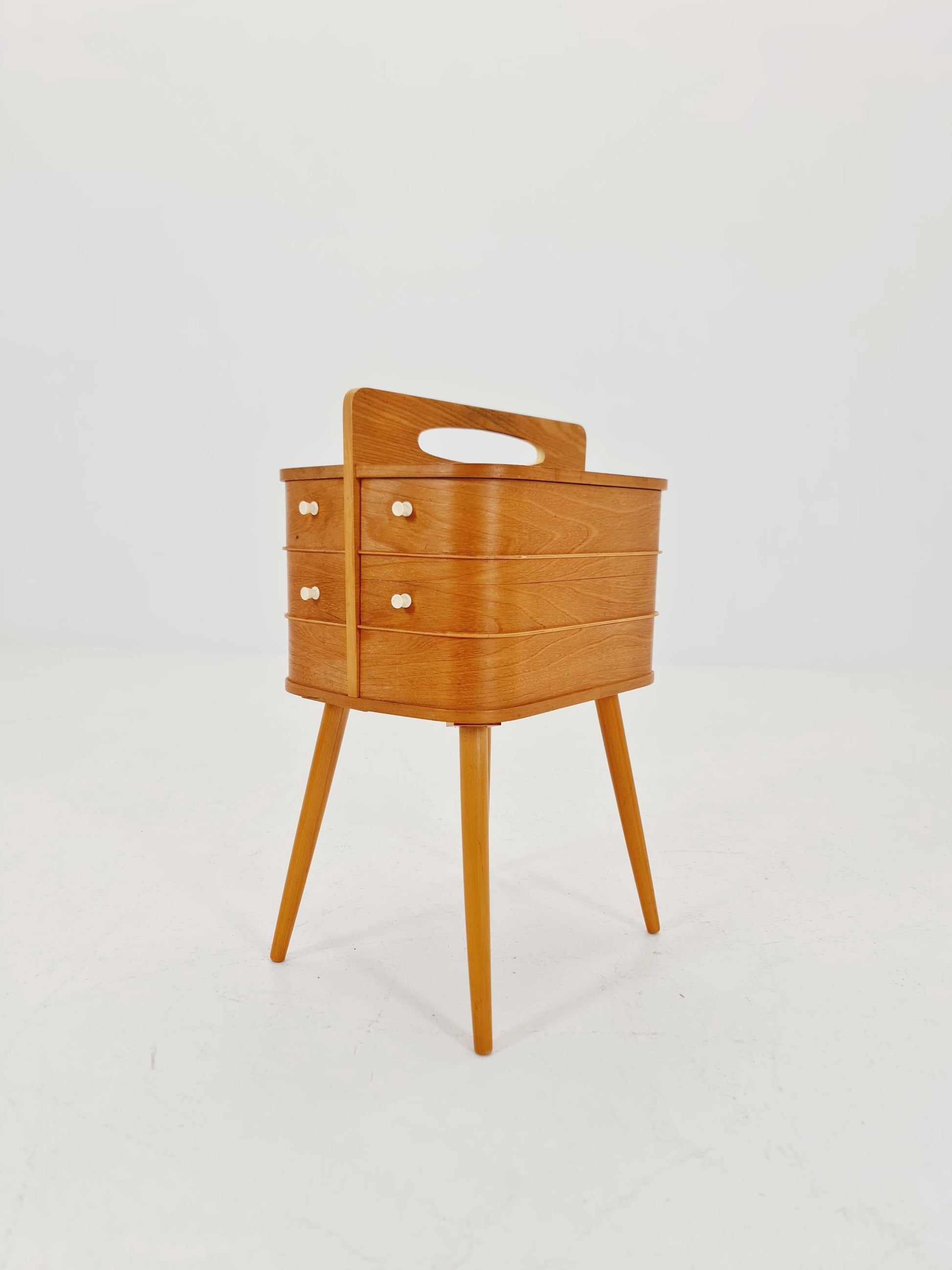 Vintage teak sweing table/ side table cabinet, 1960s