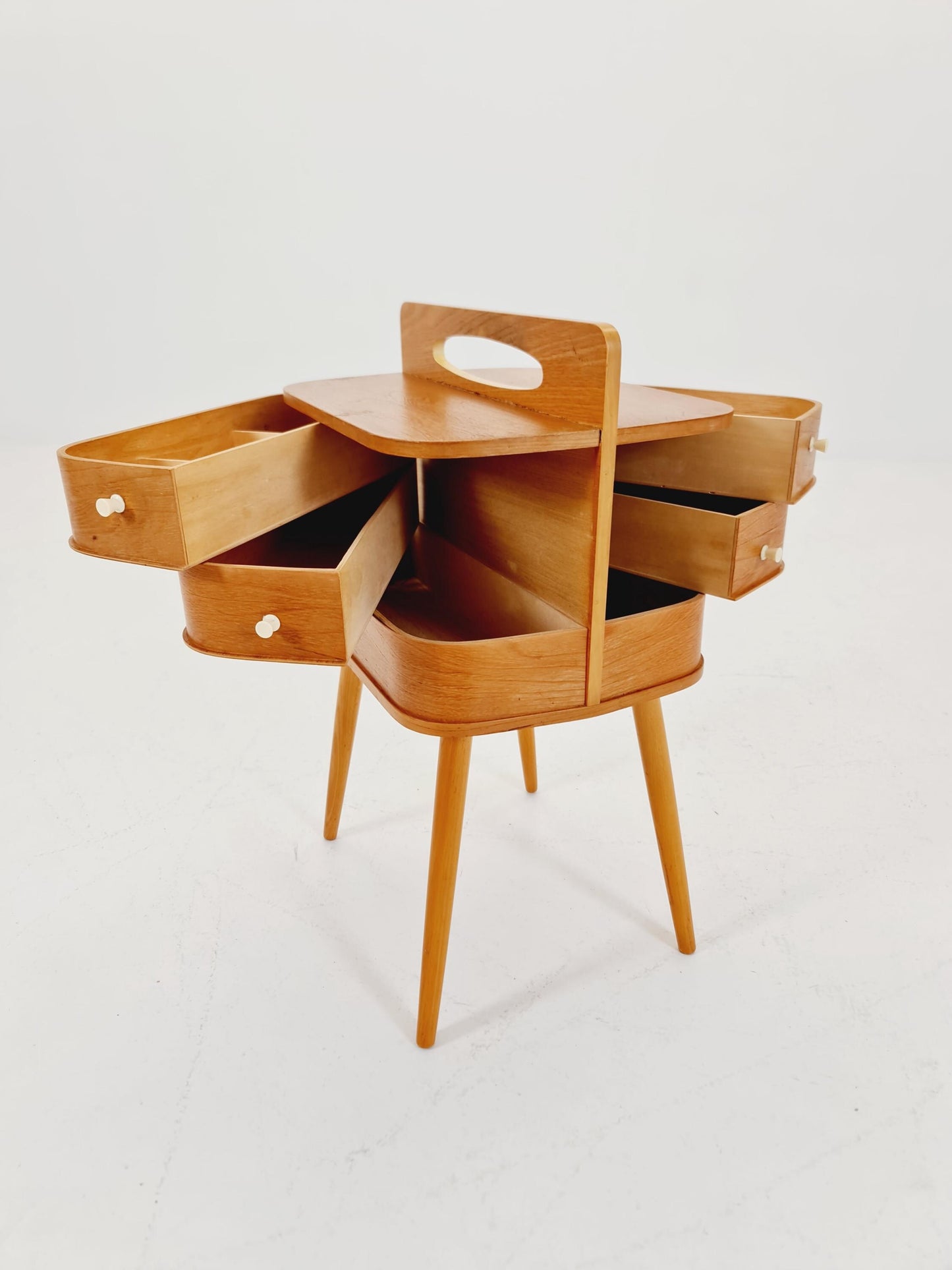 Vintage teak sweing table/ side table cabinet, 1960s