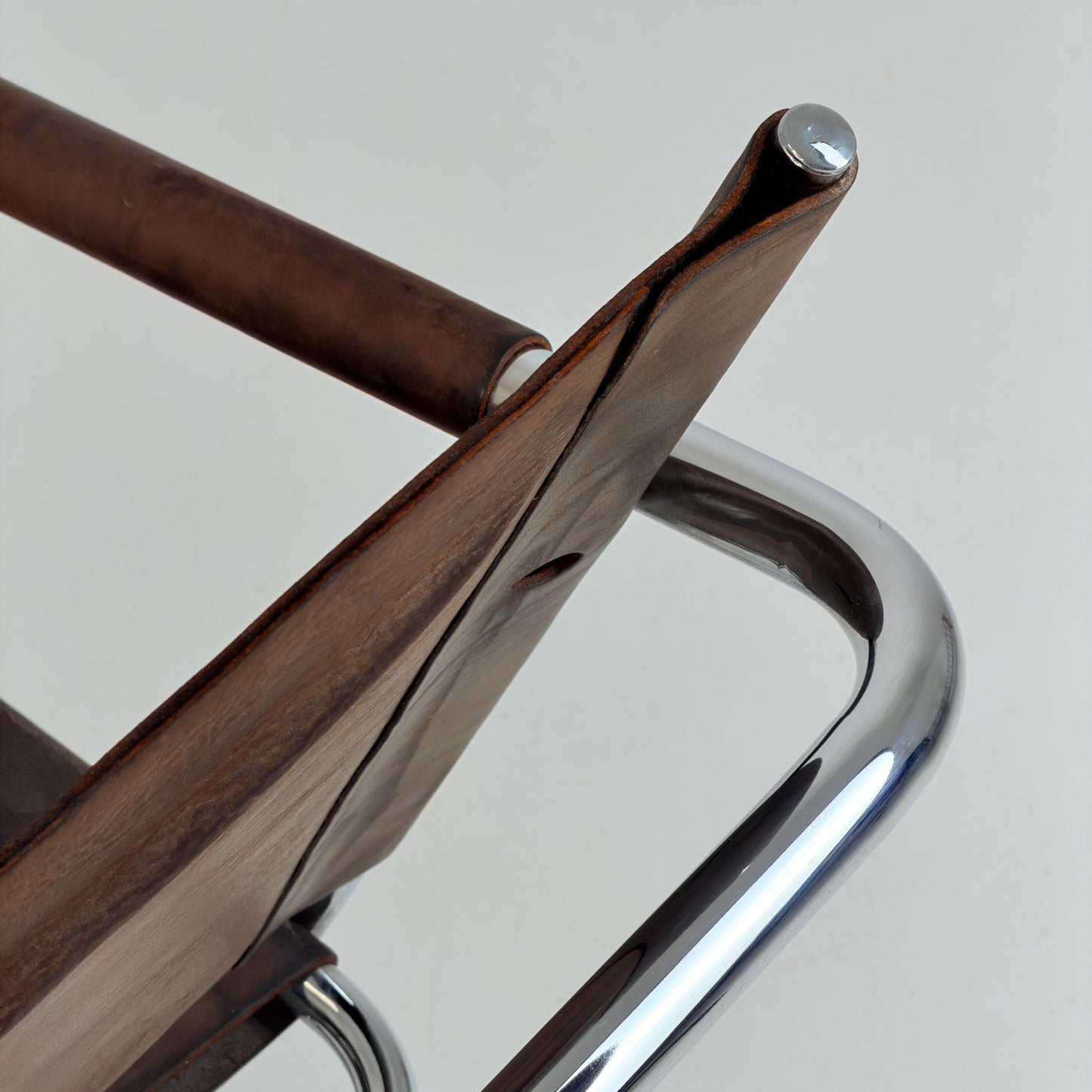 Rare Mid Century Rondo Cantilever Lounge Armchair by Heinrich Pfalzberger – Chocolate Brown Leather, Swiss Design 1960s,