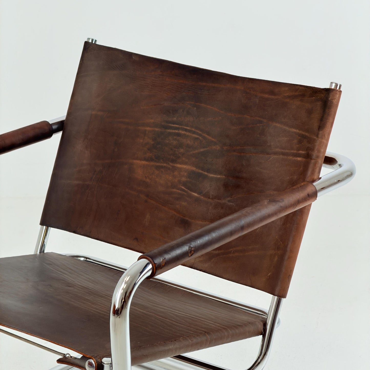 Rare Mid Century Rondo Cantilever Lounge Armchair by Heinrich Pfalzberger – Chocolate Brown Leather, Swiss Design 1960s,