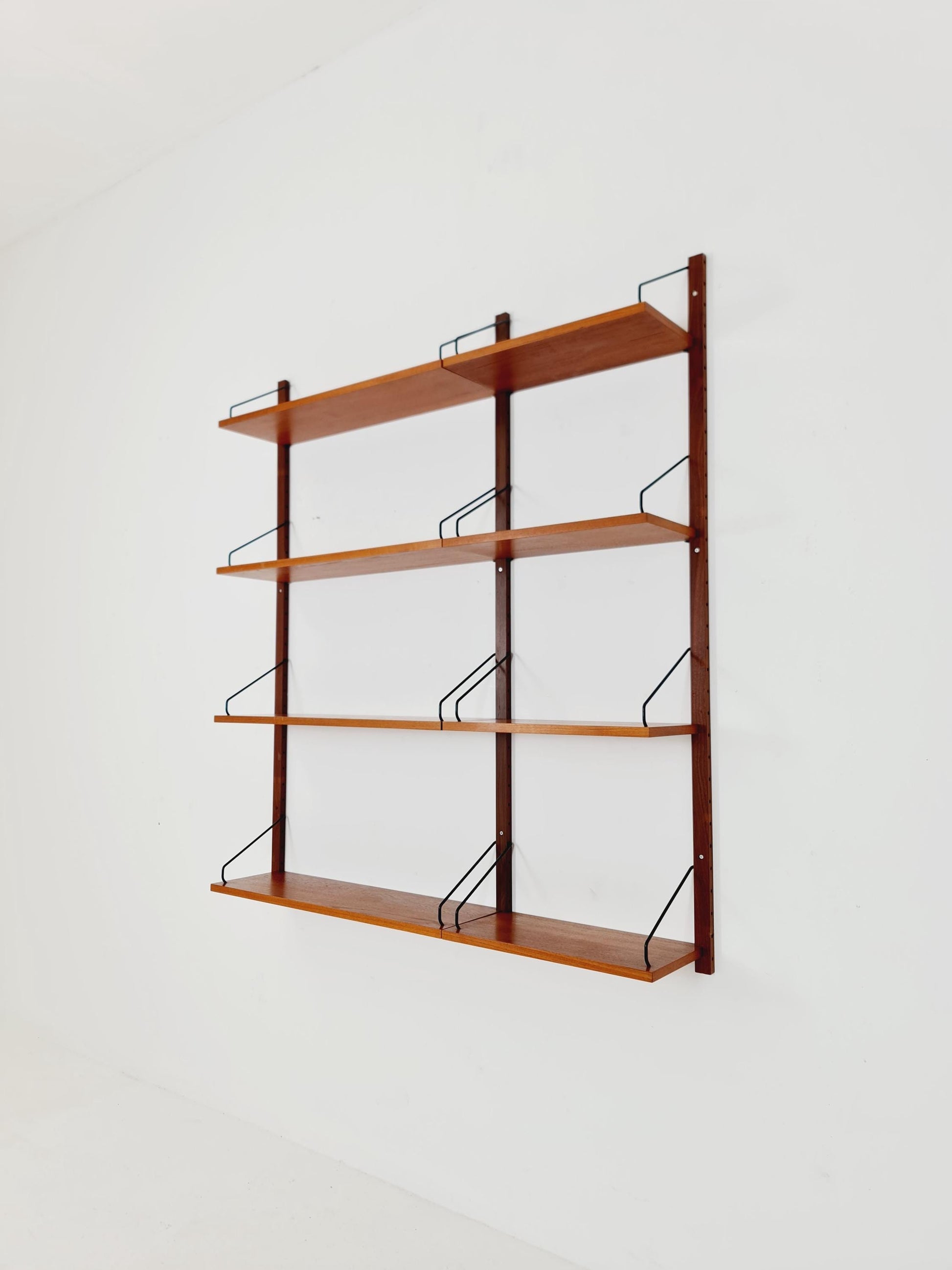 Midcentury Danish Teak Wall-Mounted Shelving Unit, by Royal for Poul Cadovius, 1960s