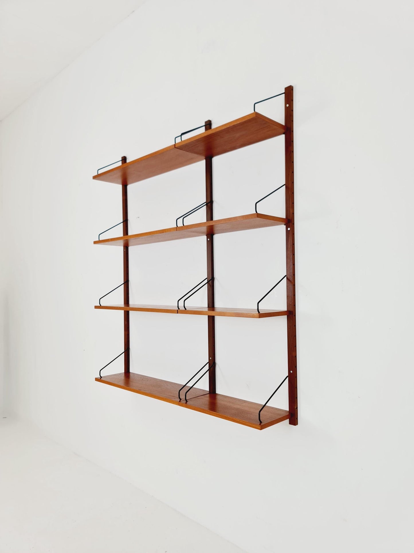 Midcentury Danish Teak Wall-Mounted Shelving Unit, by Royal for Poul Cadovius, 1960s