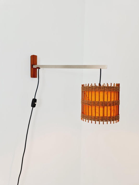 Danish Teak wall Lamp with nice Shade BY Kaiser leuchten 1960s