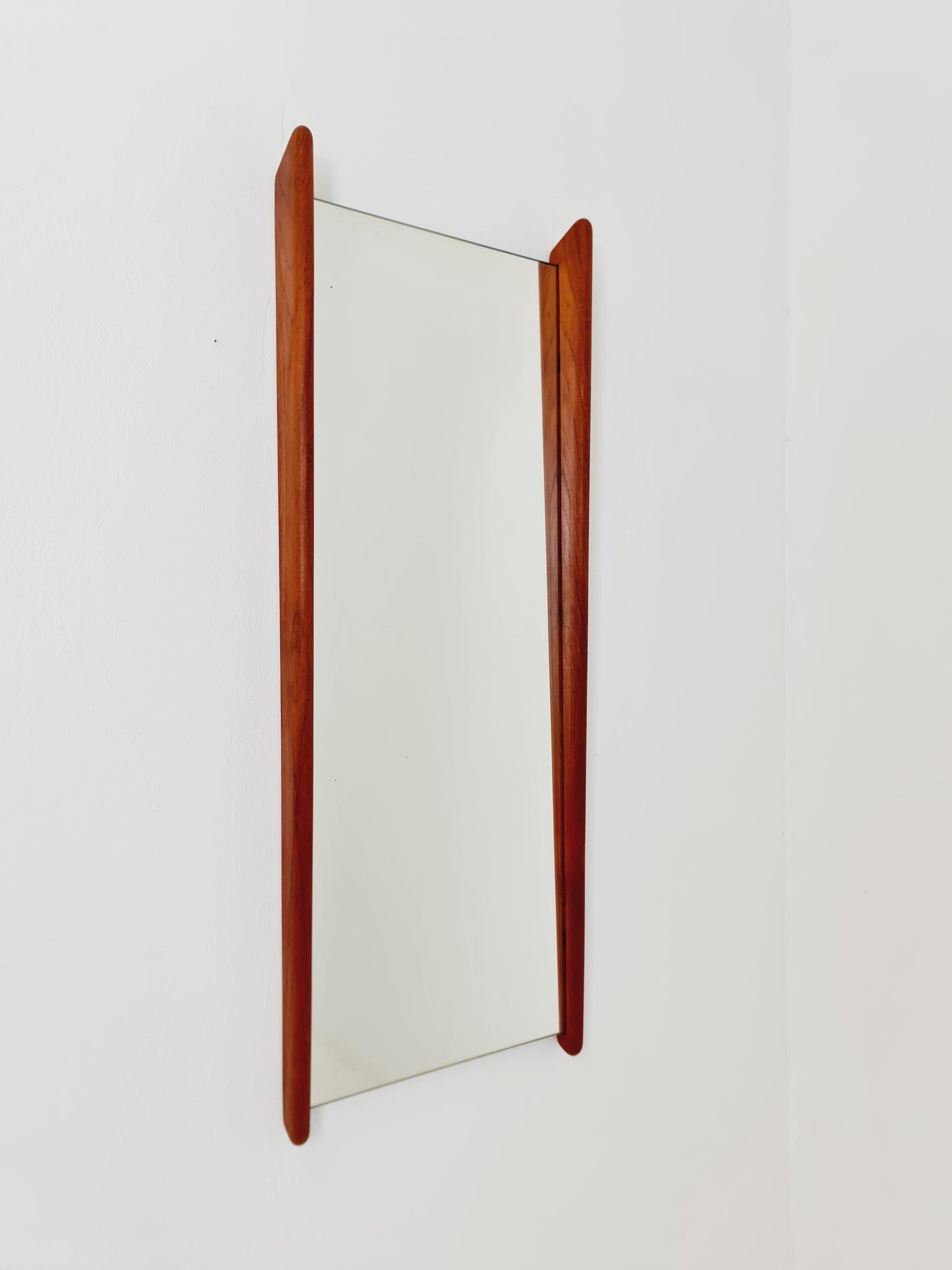 Teak Danish mid-century Modern wall-mounted mirror By Uno & Östen Kristiansen for Luxus 1960s