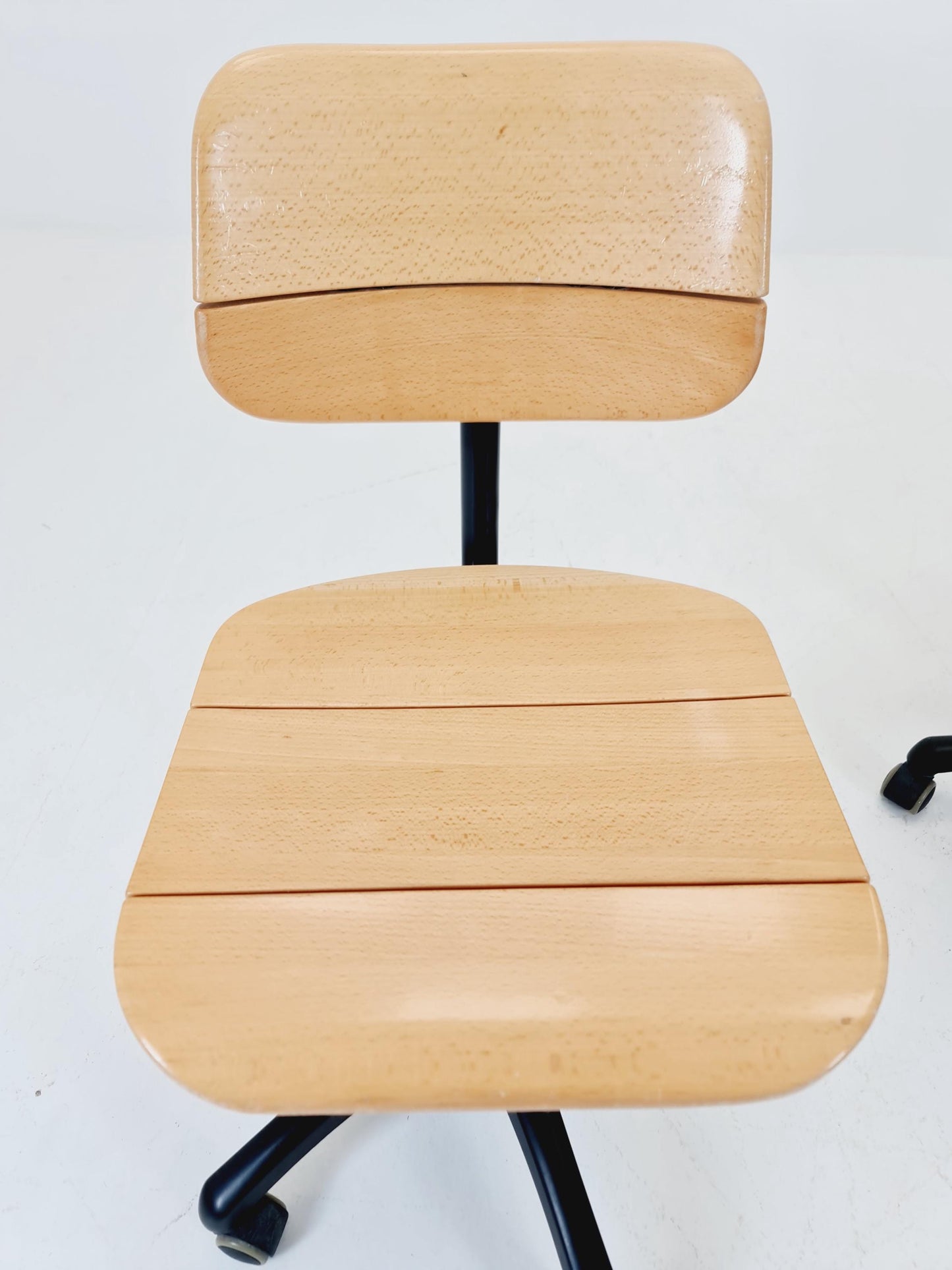 1 of 3 Bauhaus swivel office Armchair in solid wood By stollgiroflex 1990s