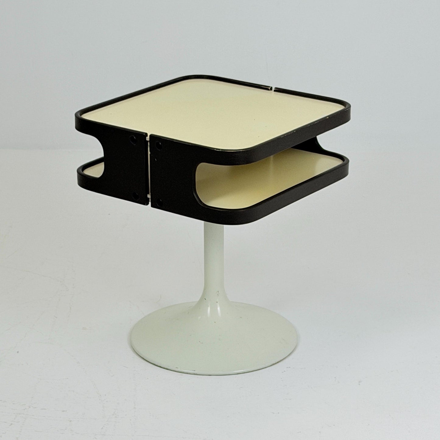 Mid Century Luna Space Age Side Table by Opal Germany 1970s – White Tulip Bedside