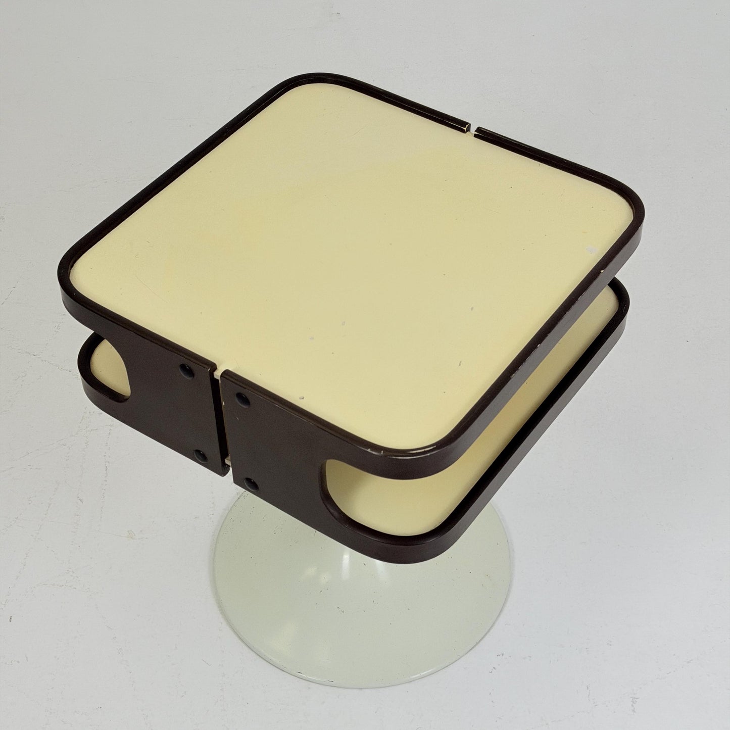 Mid Century Luna Space Age Side Table by Opal Germany 1970s – White Tulip Bedside