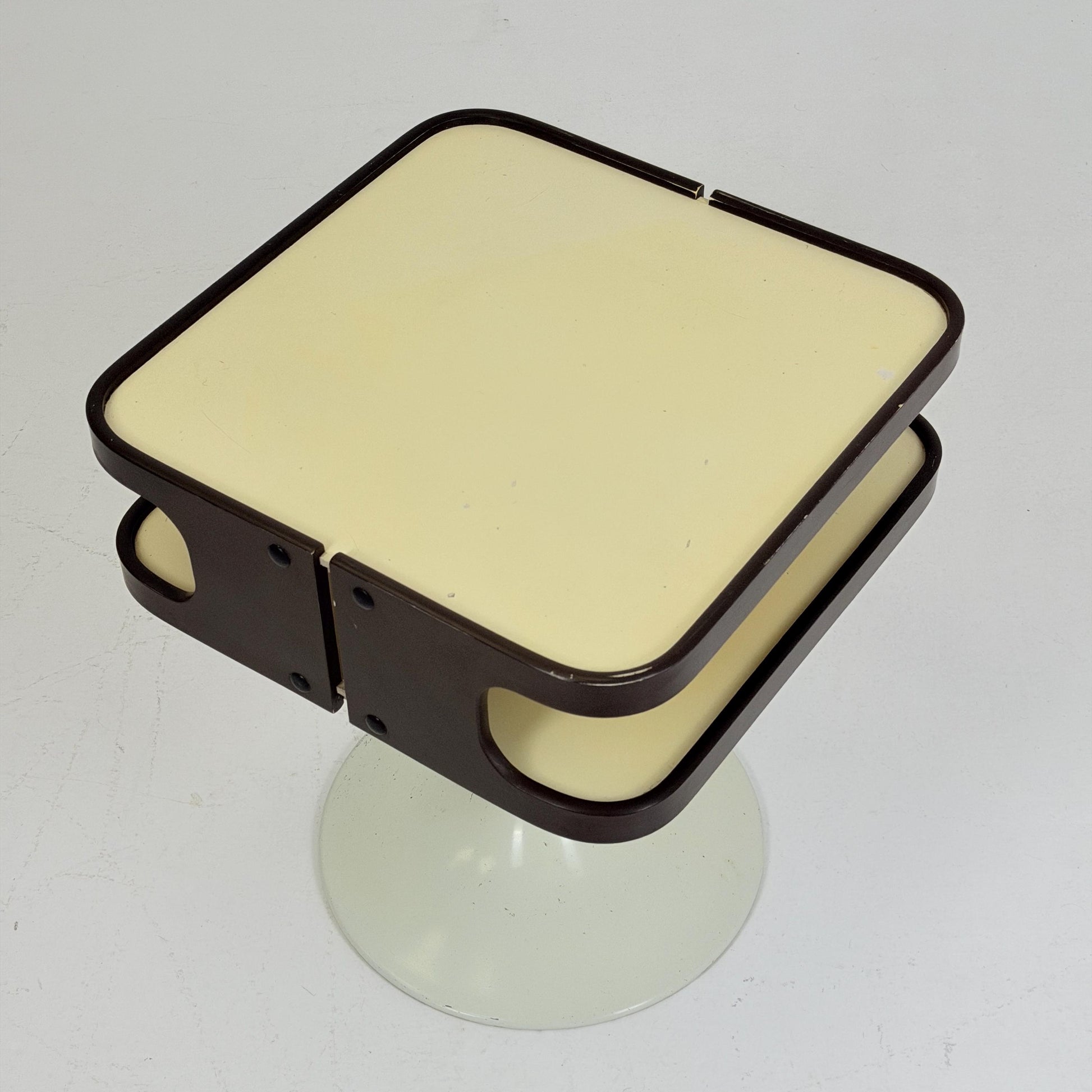 Mid Century Luna Space Age Side Table by Opal Germany 1970s – White Tulip Bedside