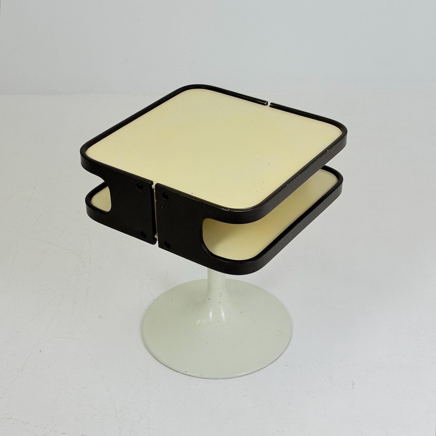 Mid Century Luna Space Age Side Table by Opal Germany 1970s – White Tulip Bedside