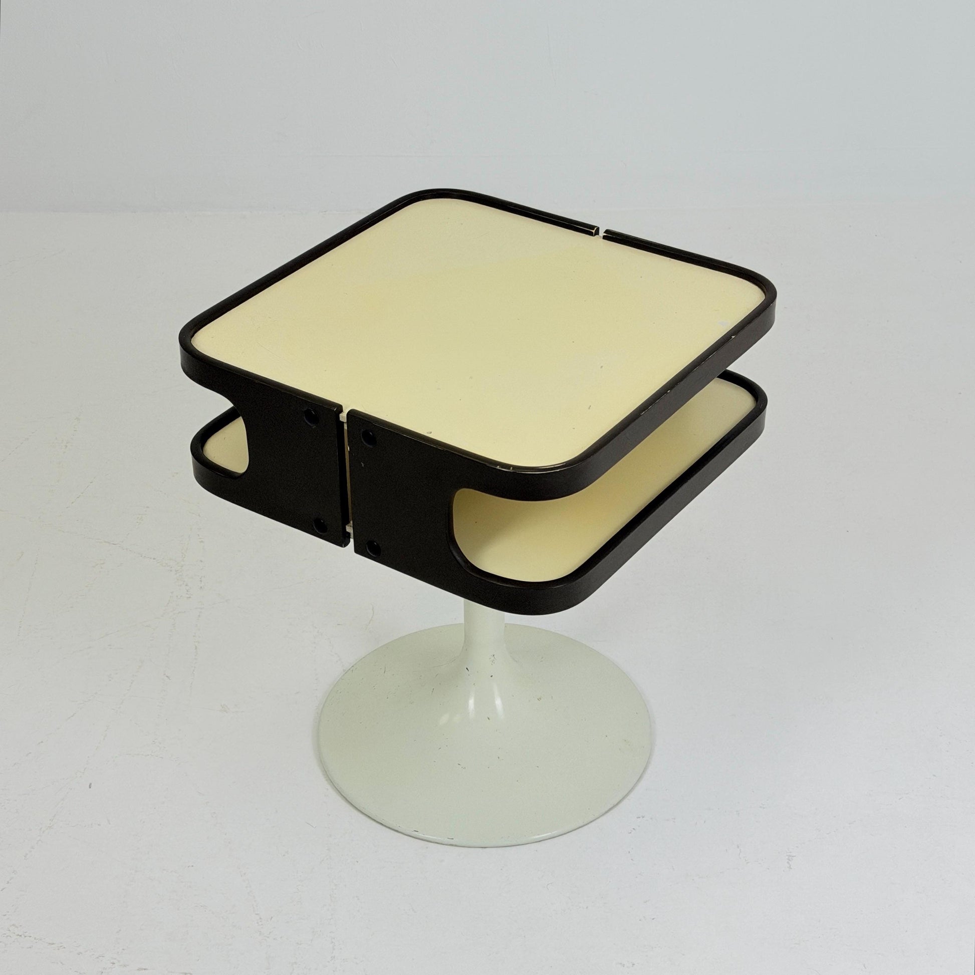 Mid Century Luna Space Age Side Table by Opal Germany 1970s – White Tulip Bedside
