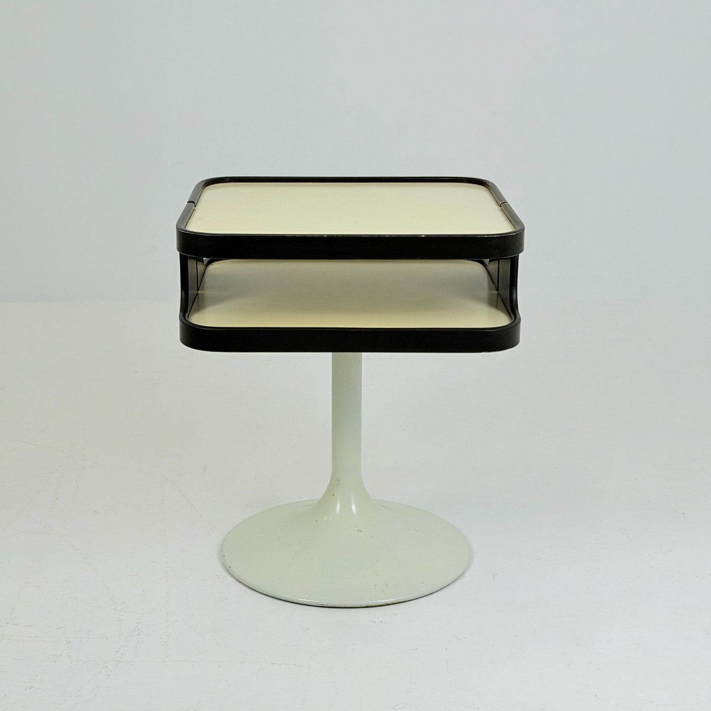Mid Century Luna Space Age Side Table by Opal Germany 1970s – White Tulip Bedside