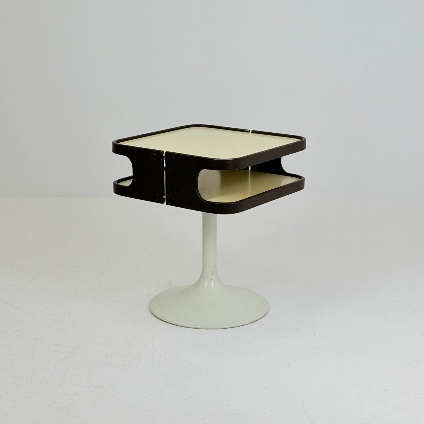 Mid Century Luna Space Age Side Table by Opal Germany 1970s – White Tulip Bedside