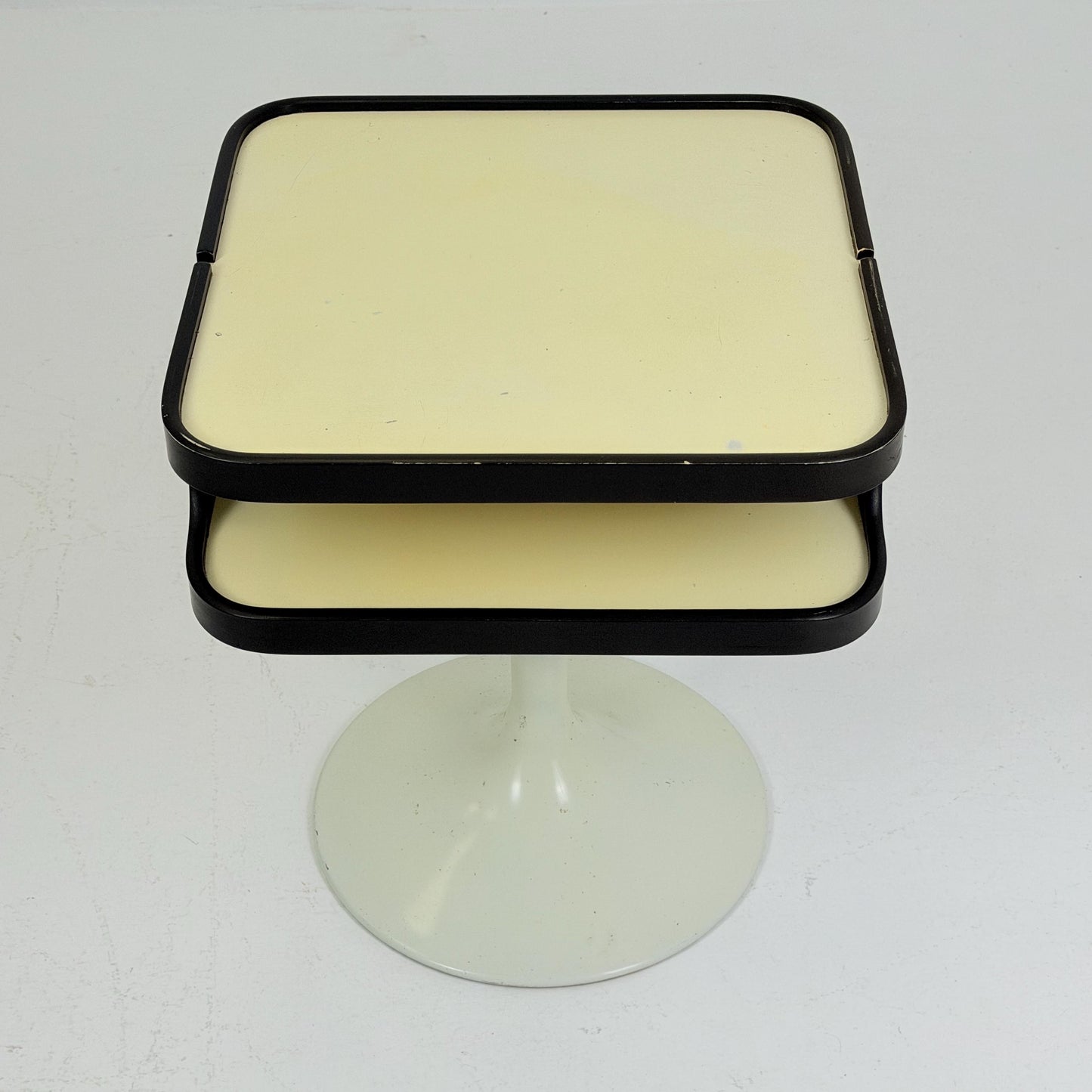 Mid Century Luna Space Age Side Table by Opal Germany 1970s – White Tulip Bedside