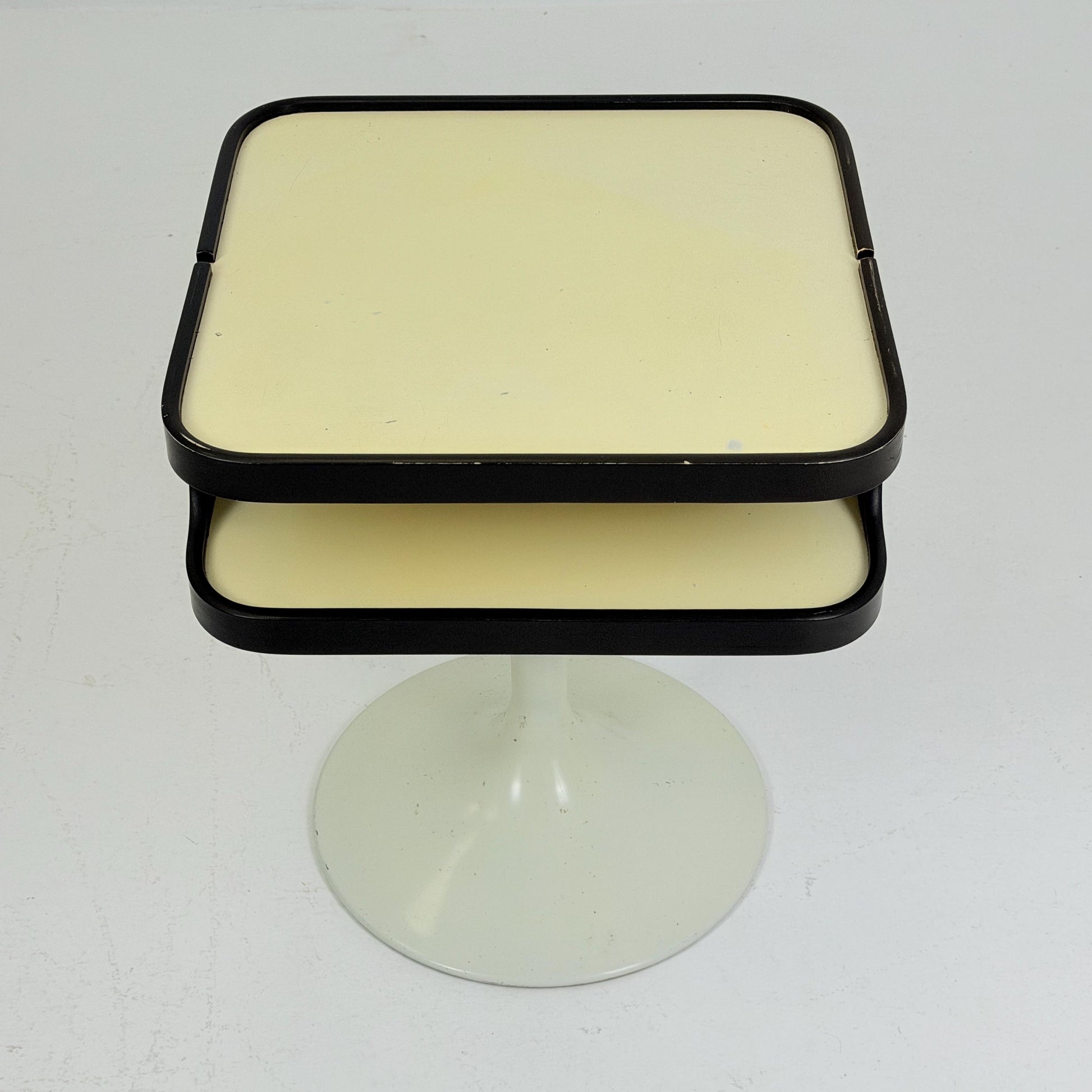 Mid Century Luna Space Age Side Table by Opal Germany 1970s – White Tulip Bedside