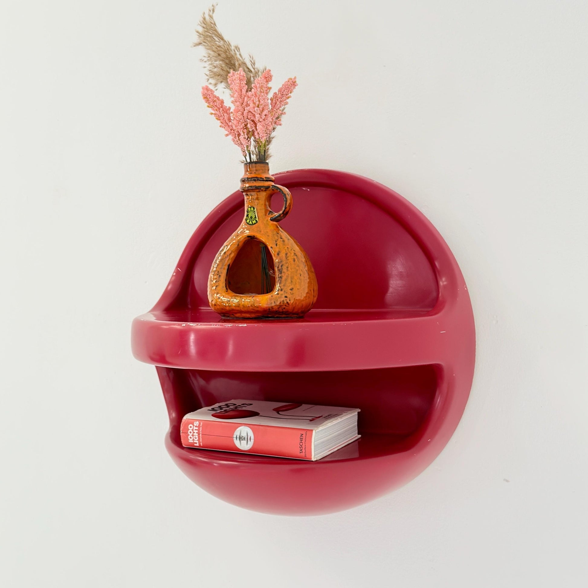 Mid Century Space Age Red Wall Shelf by Gerd Lange for Ilse Möbel, Germany 1970s