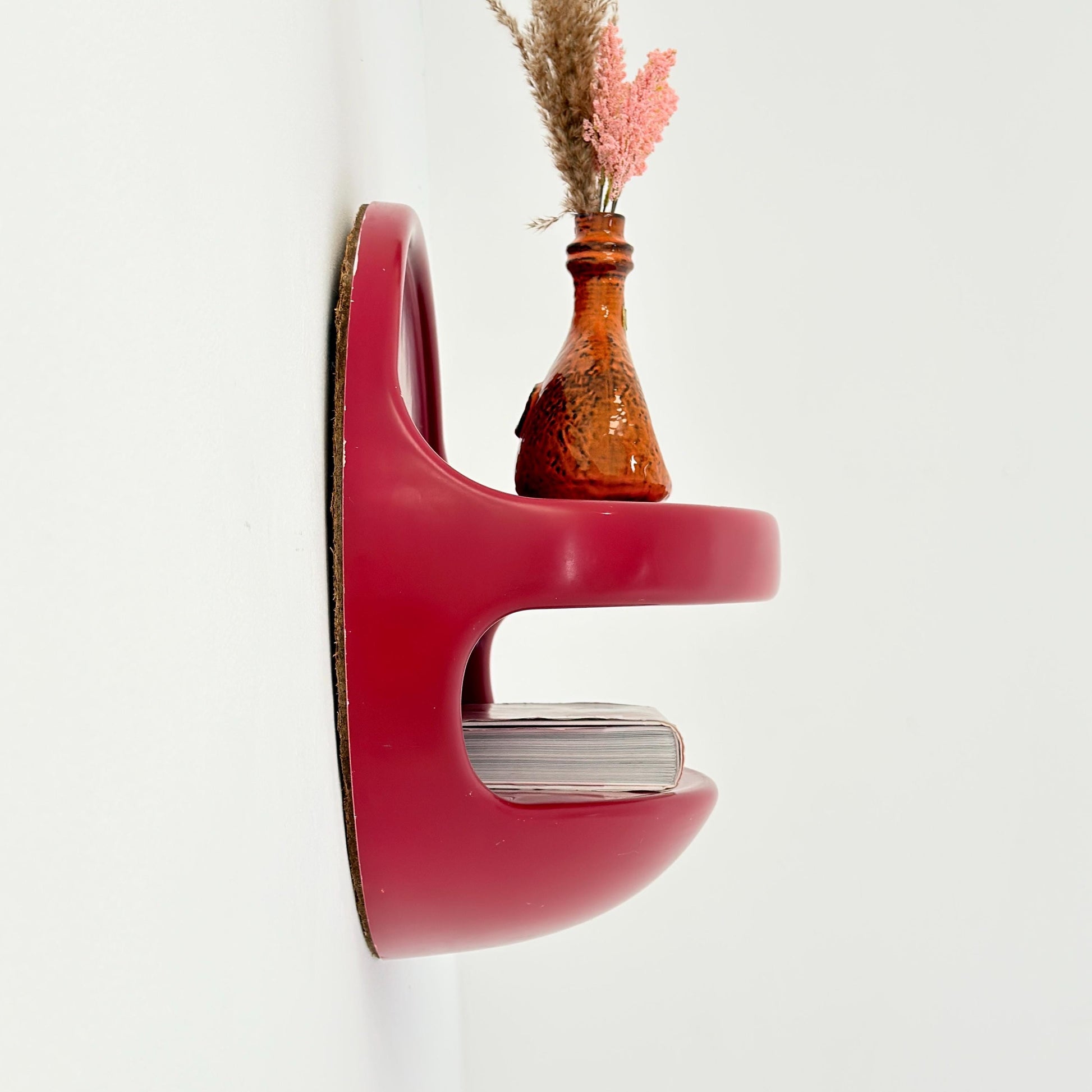 Mid Century Space Age Red Wall Shelf by Gerd Lange for Ilse Möbel, Germany 1970s