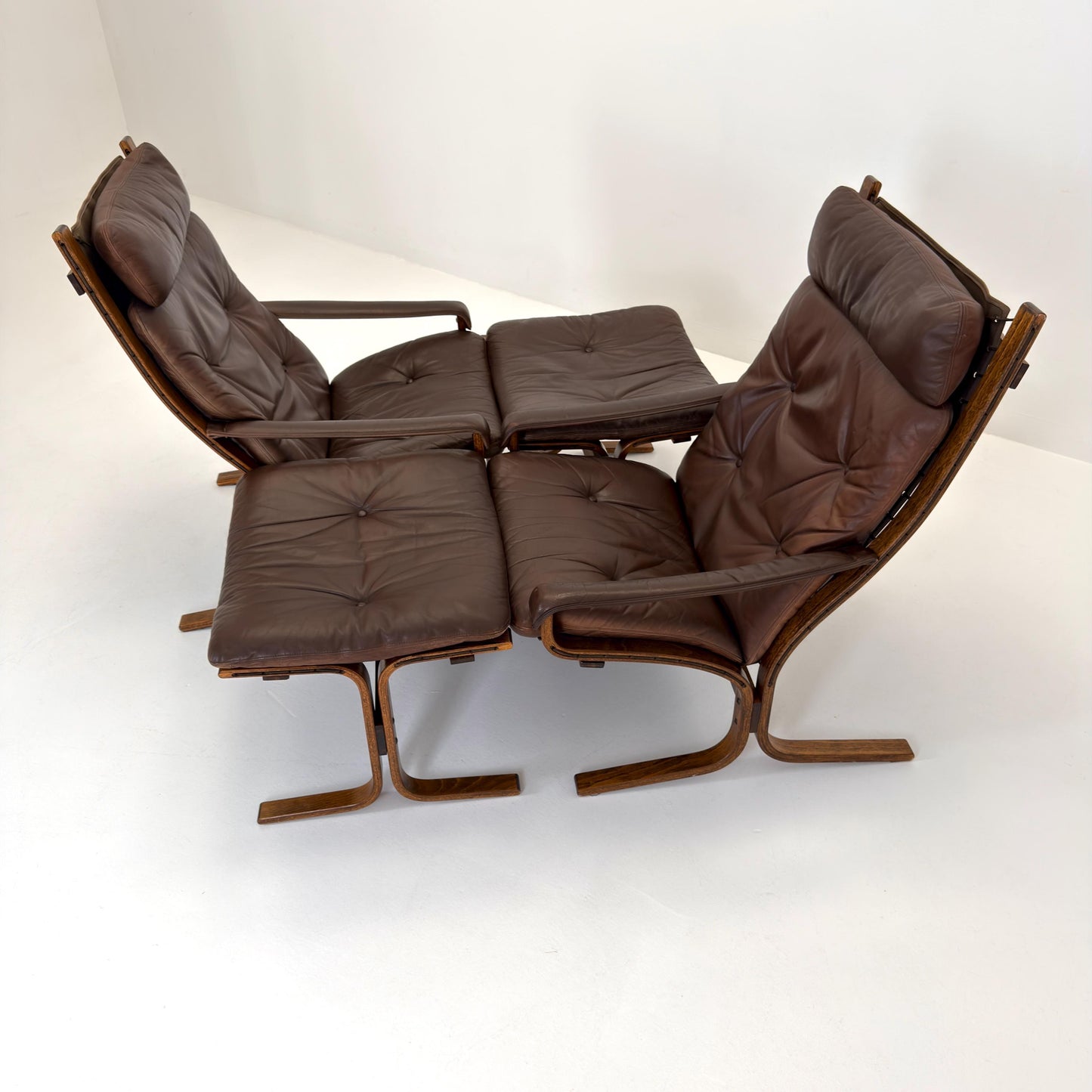 Mid Century Siesta High Back Lounge Chair & Ottoman Set by Ingmar Relling for Westnofa Norway 1960s