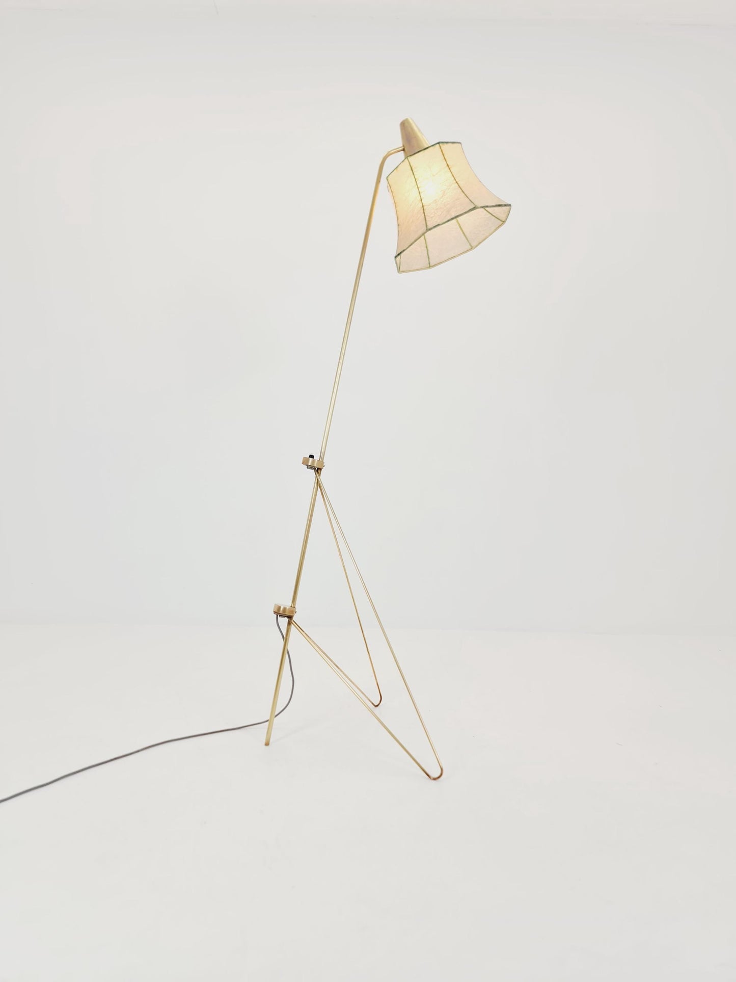 Mid century Super rare brass & Cocoon Floor lamp by Josef Horka 1950s