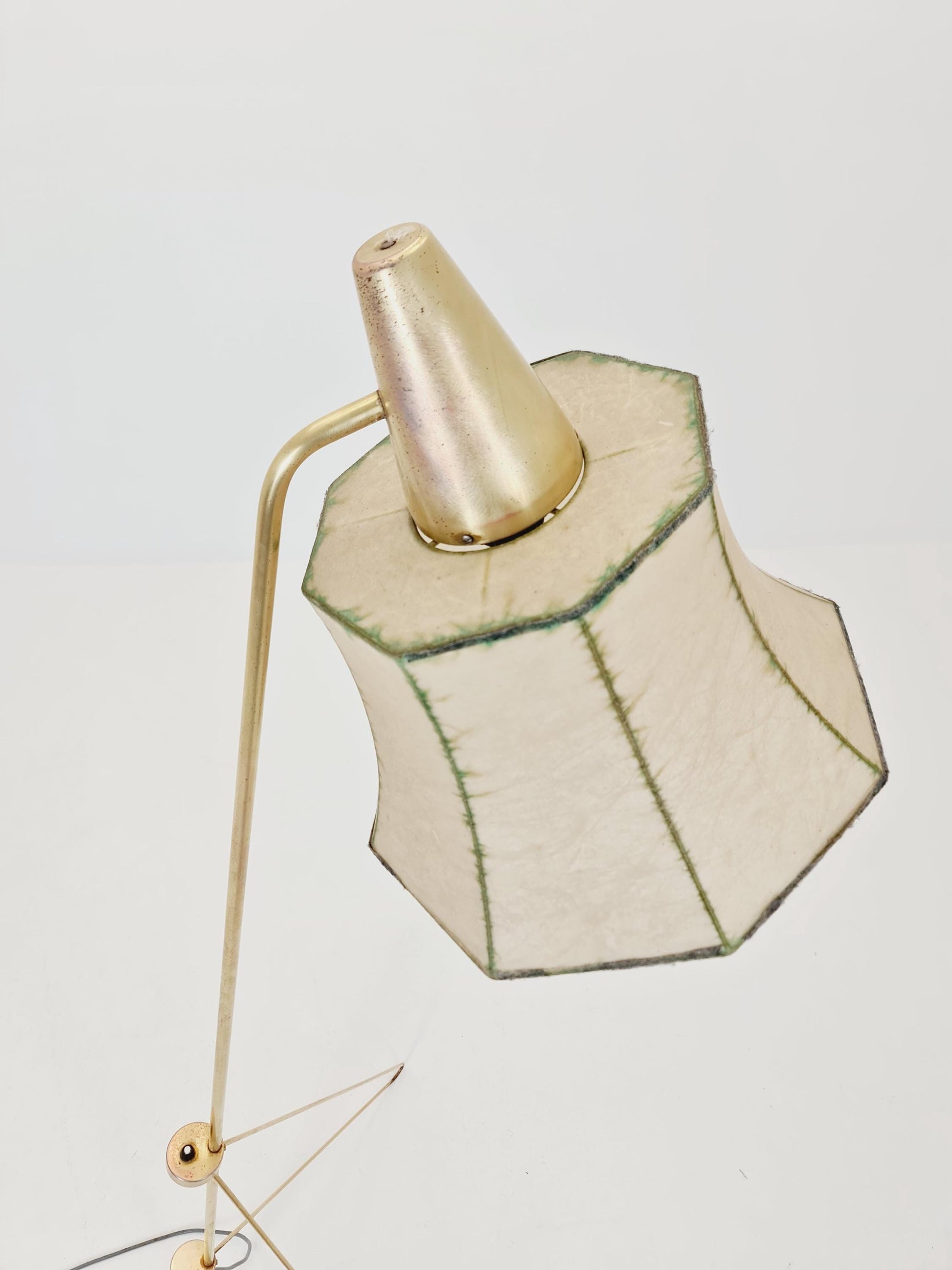 Mid century Super rare brass & Cocoon Floor lamp by Josef Horka 1950s