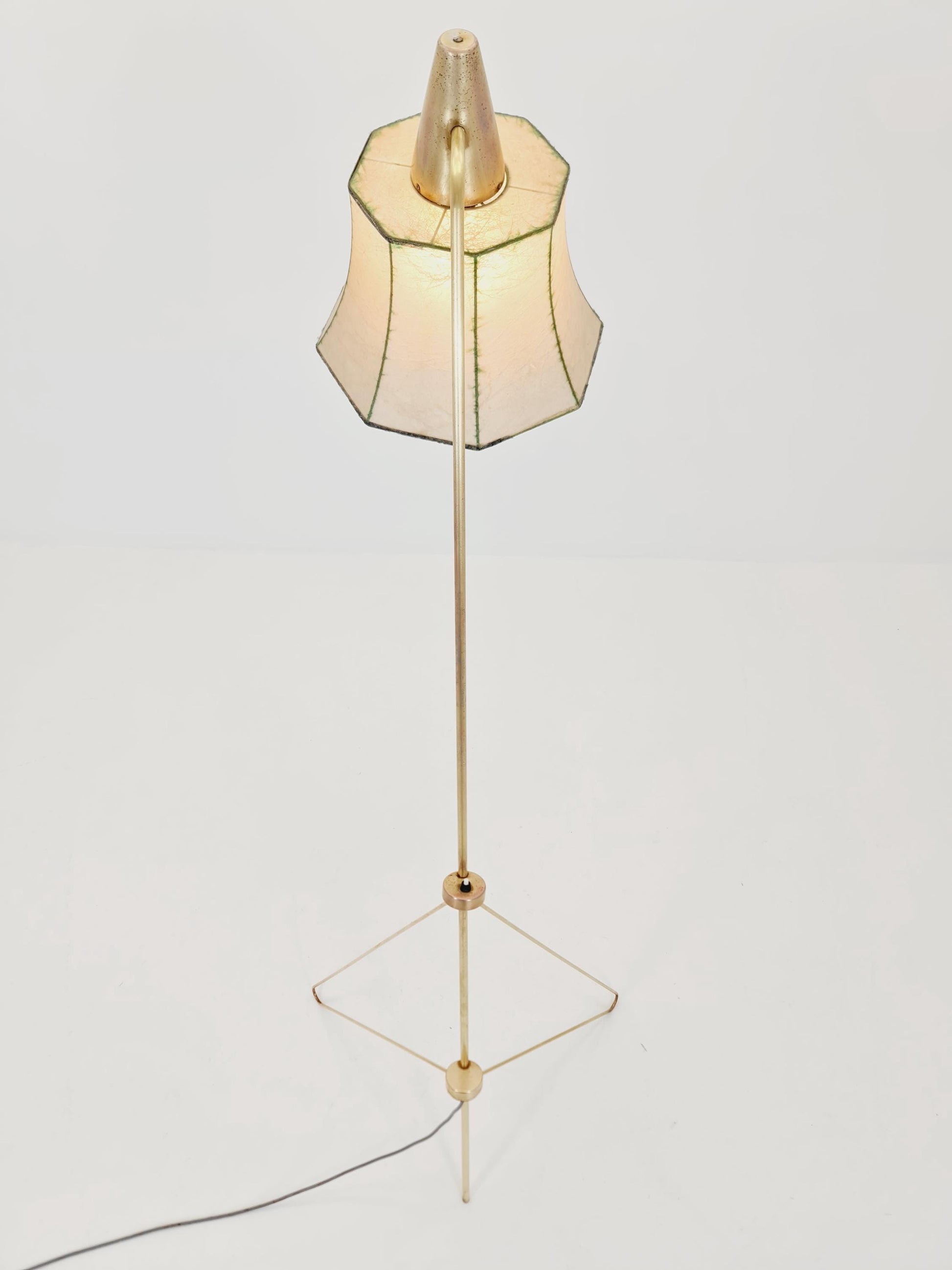 Mid century Super rare brass & Cocoon Floor lamp by Josef Horka 1950s
