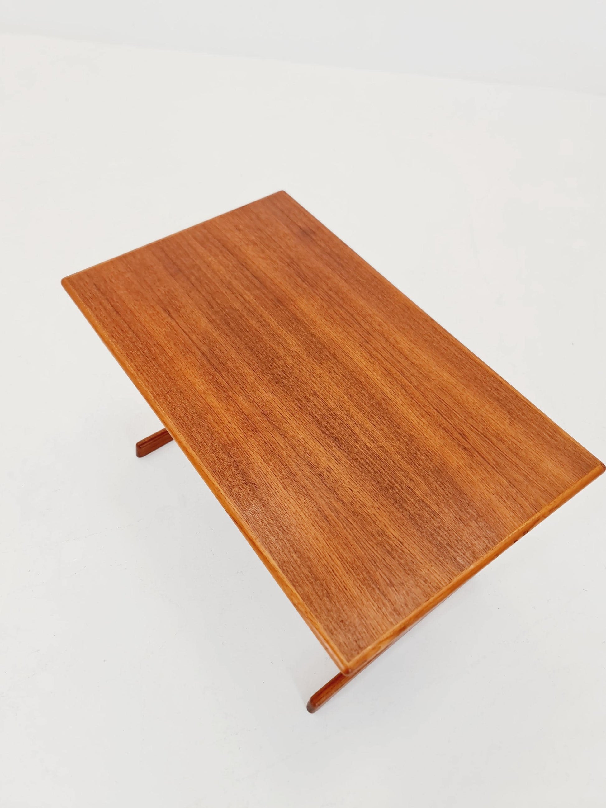Vintage Danish teak and rattan sewing table/ side table cabinet By Kai Kristiansen for vildbjerg, 1960s