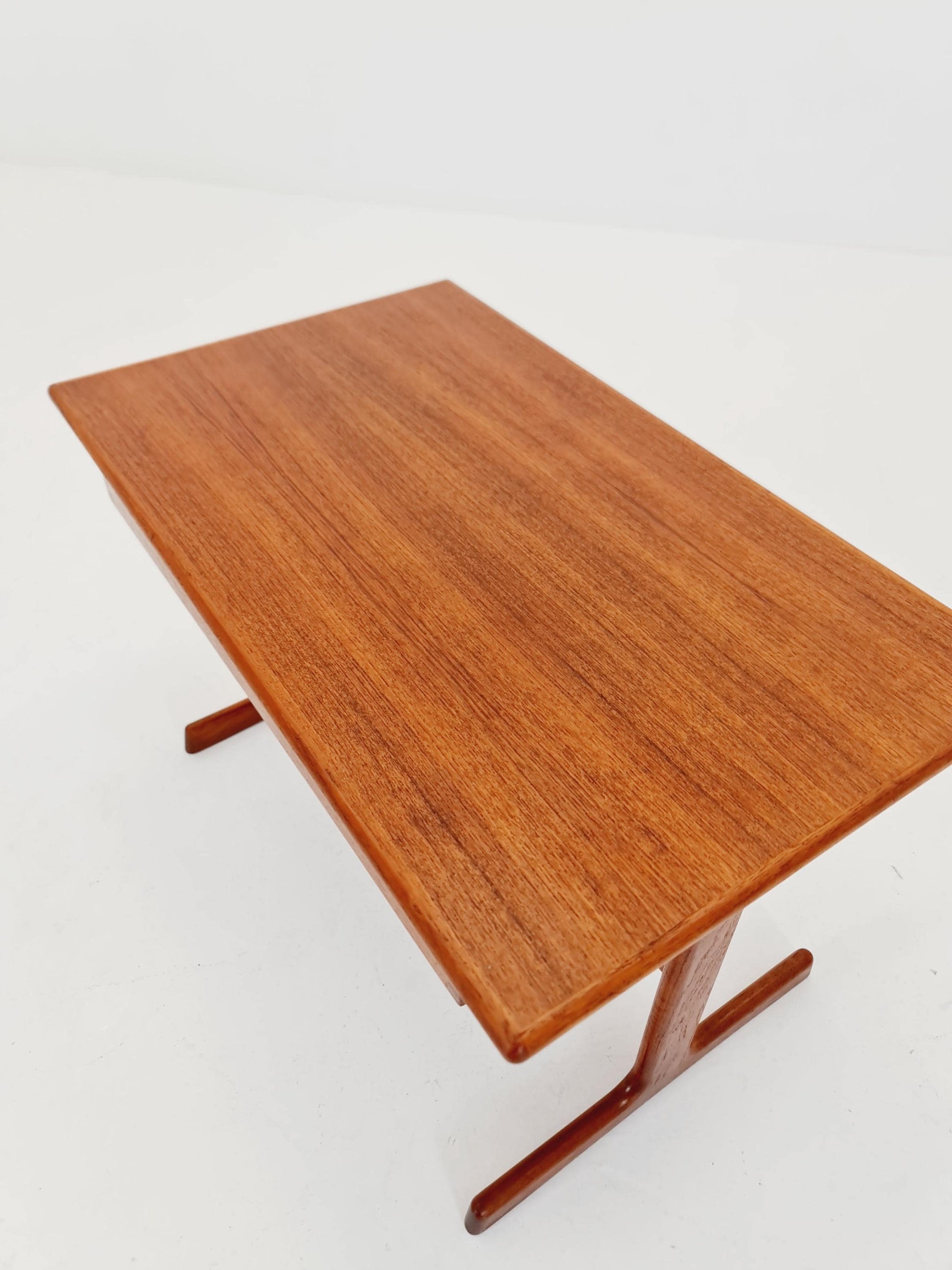 Vintage Danish teak and rattan sewing table/ side table cabinet By Kai Kristiansen for vildbjerg, 1960s