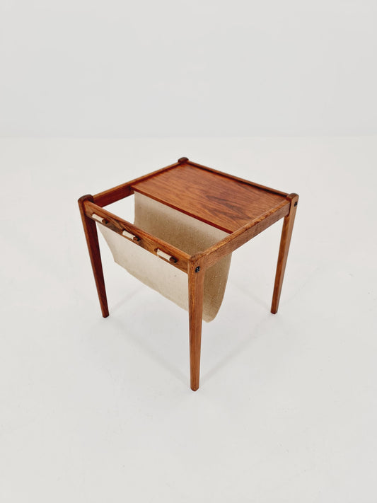 Danish Mid century solid teak Side table magazine rack by Brdr.Furbo For spottrup , 1960s