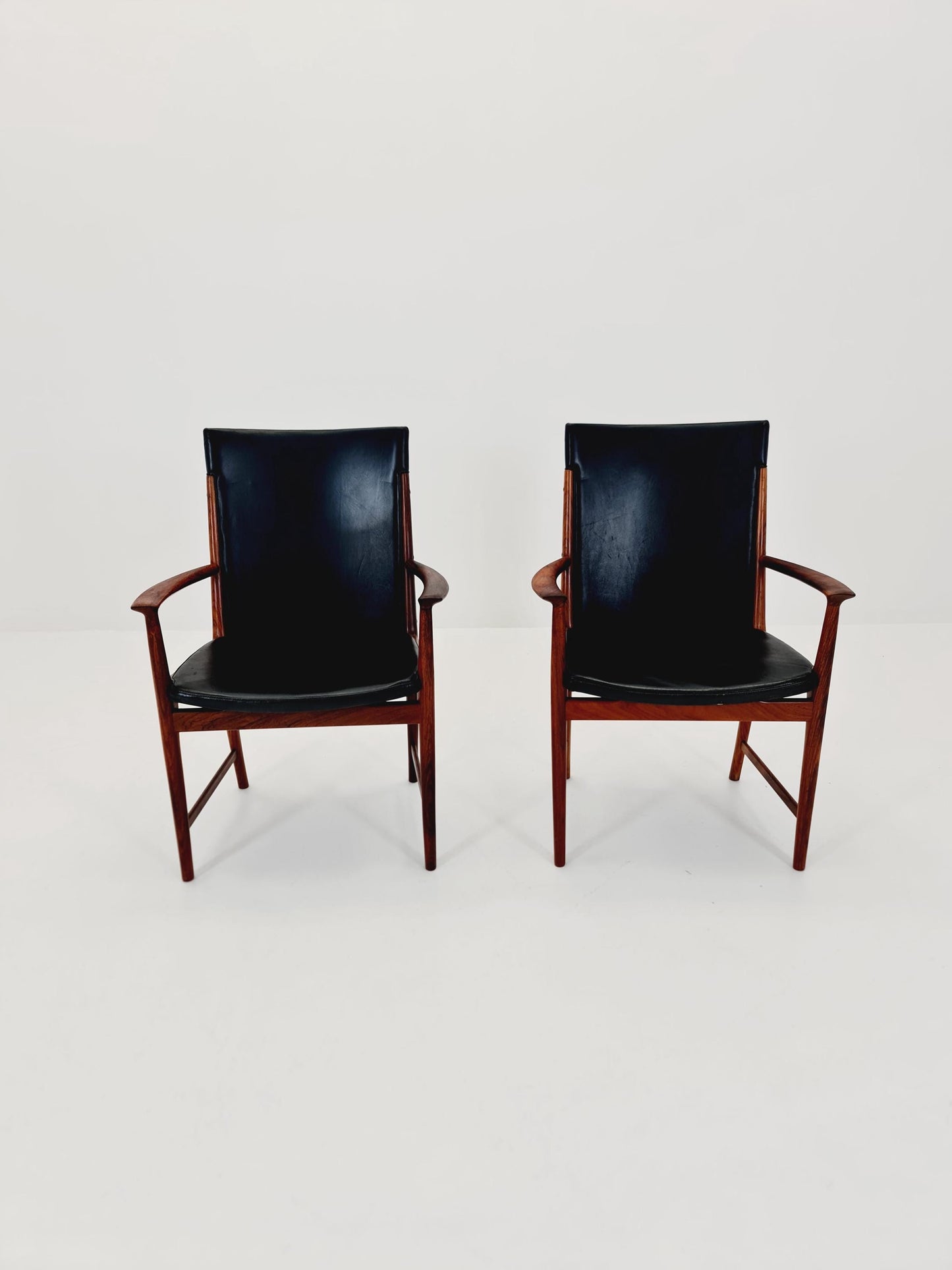 Mid Century Danish solid Rosewood Armchairs by Kai Lyngfeldt larsen Sorren Wiladsen , 1960s