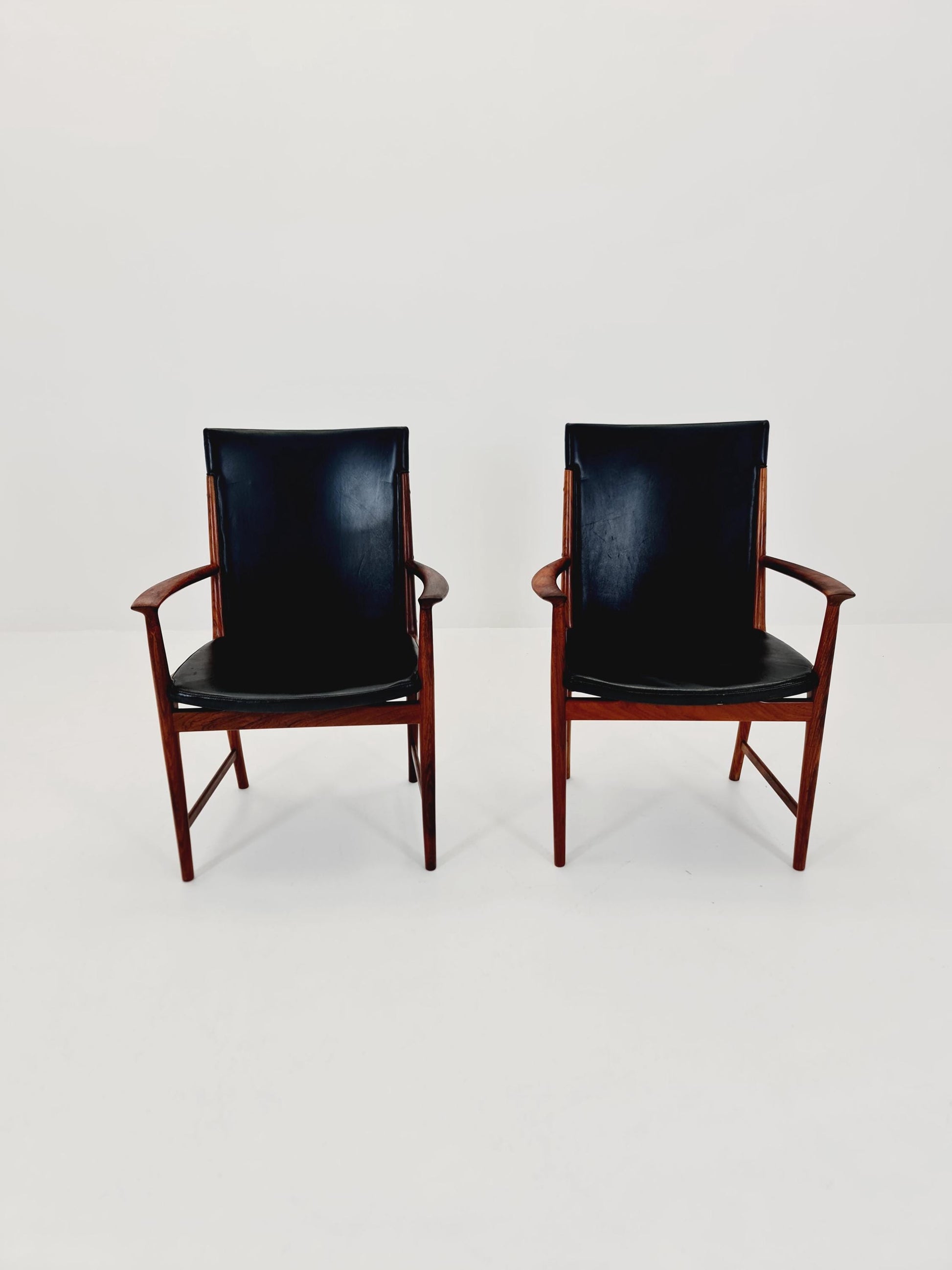 Mid Century Danish solid Rosewood Armchairs by Kai Lyngfeldt larsen Sorren Wiladsen , 1960s
