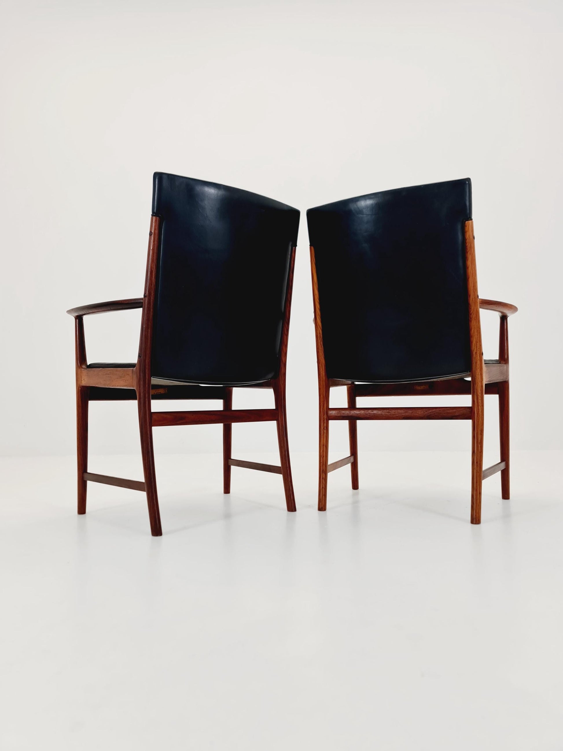 Mid Century Danish solid Rosewood Armchairs by Kai Lyngfeldt larsen Sorren Wiladsen , 1960s