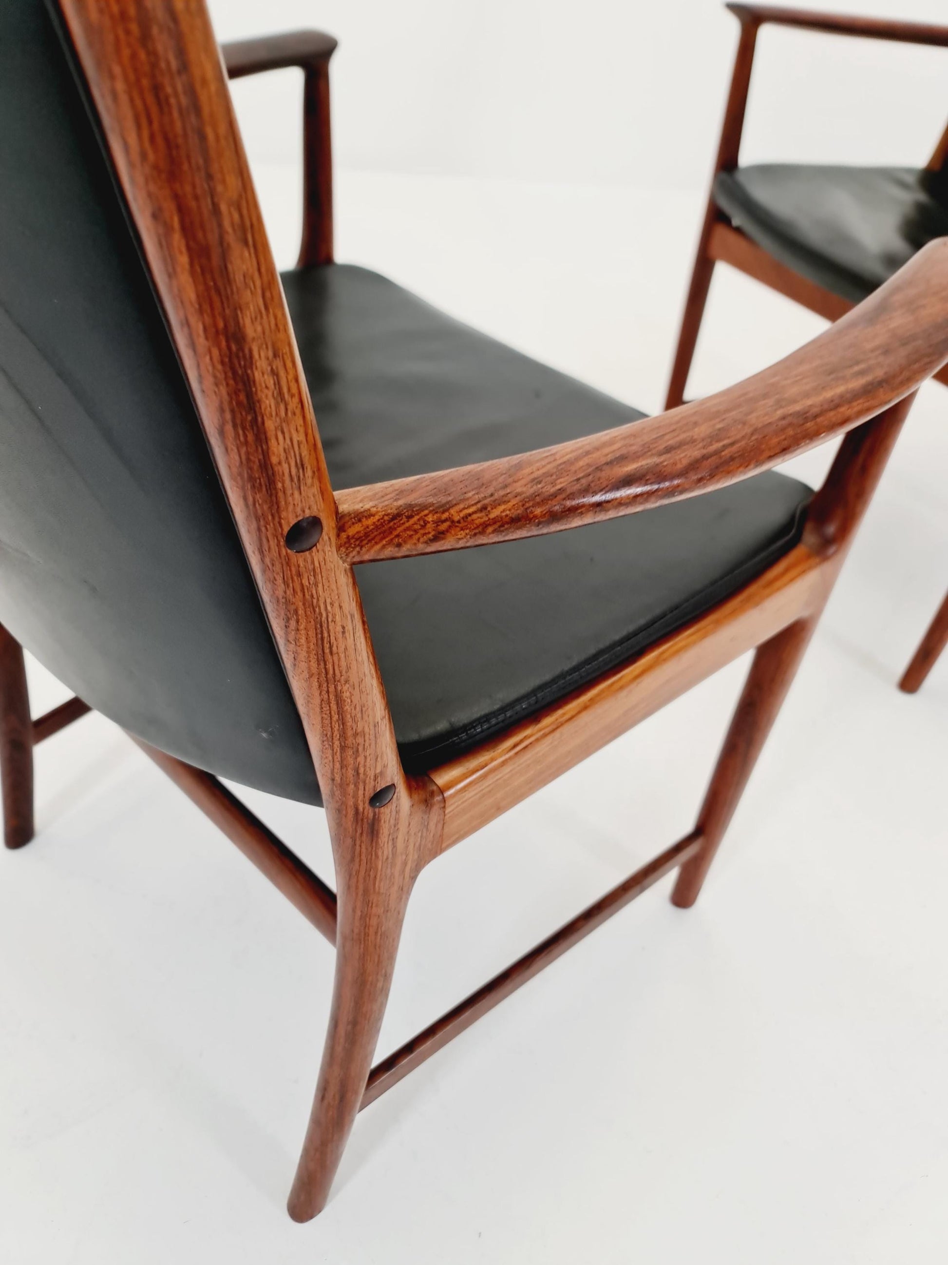 Mid Century Danish solid Rosewood Armchairs by Kai Lyngfeldt larsen Sorren Wiladsen , 1960s