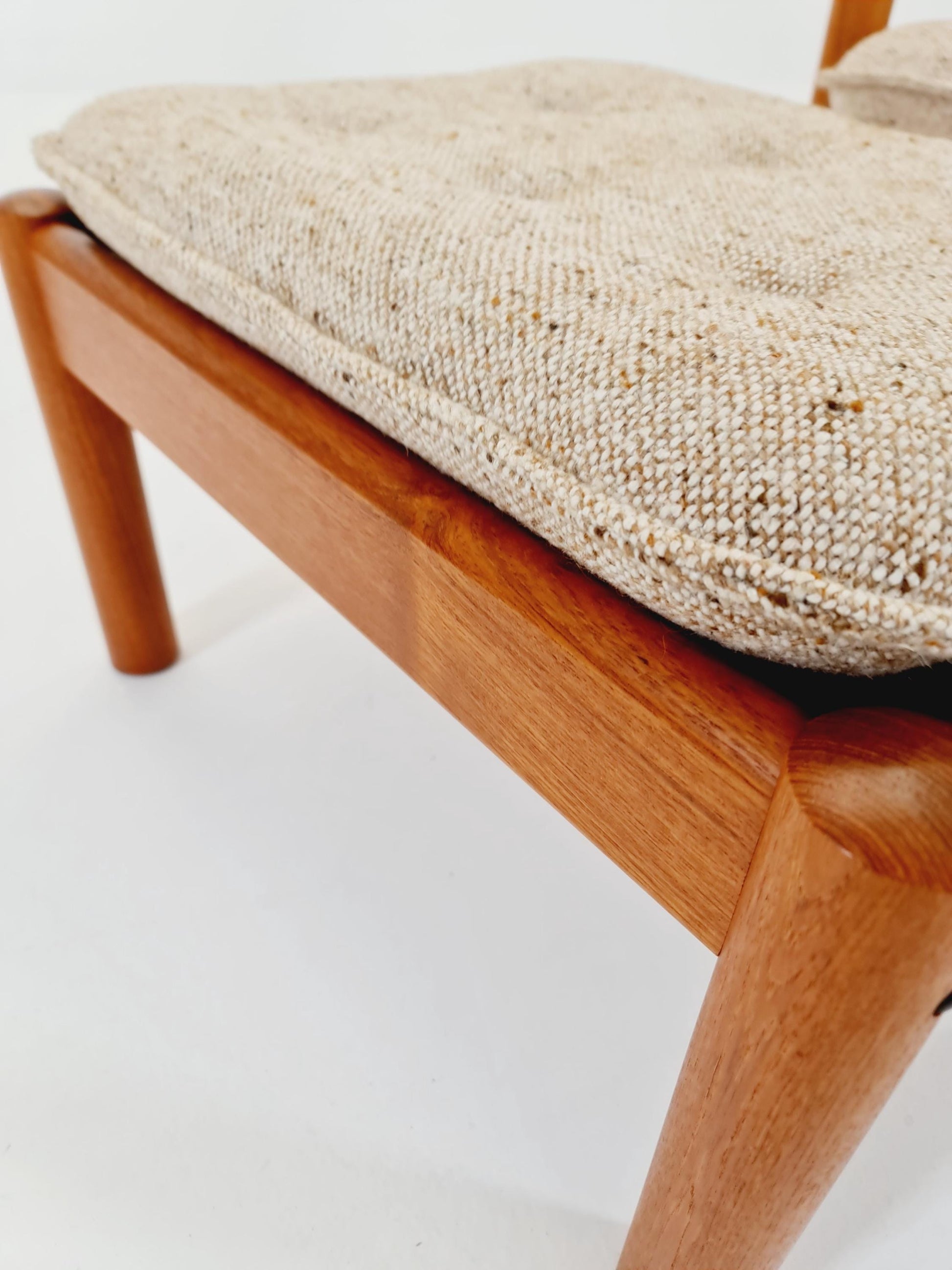 Mid Century Solid teak lounge chair/ Easy chair by Domino Mobler with Ottoman, 1960s