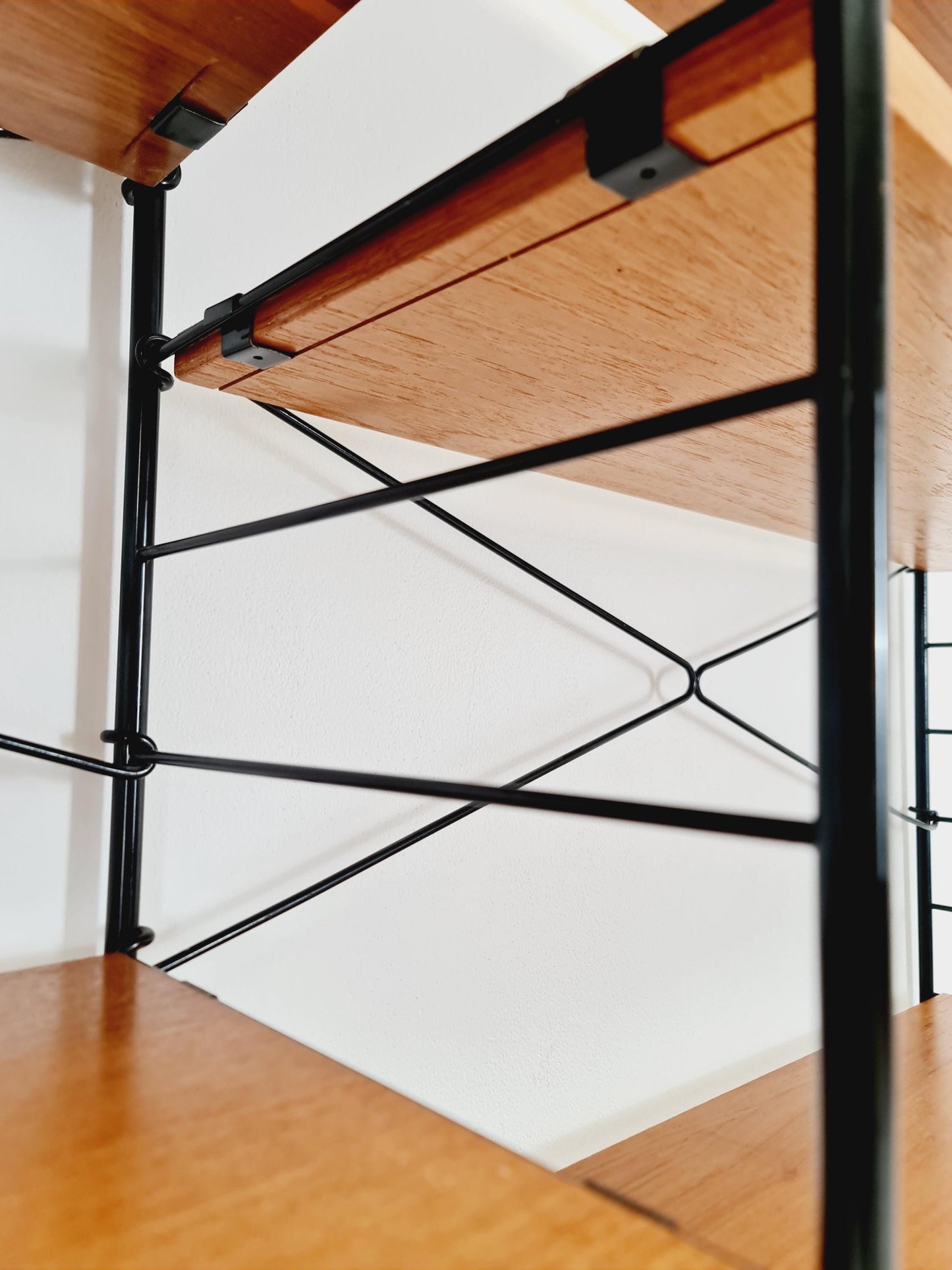 Mid century String shelf-system, bookcase with 3 cabinet and show case walnut wood by WHB Germany, 1950s
