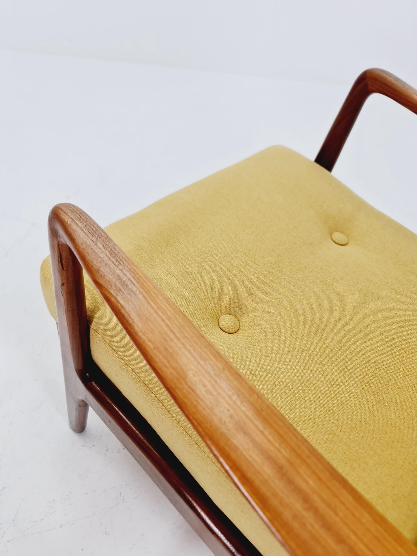 Mid Century Solid Walnut lounge chair/ Easy chair with Ottoman, 1960s