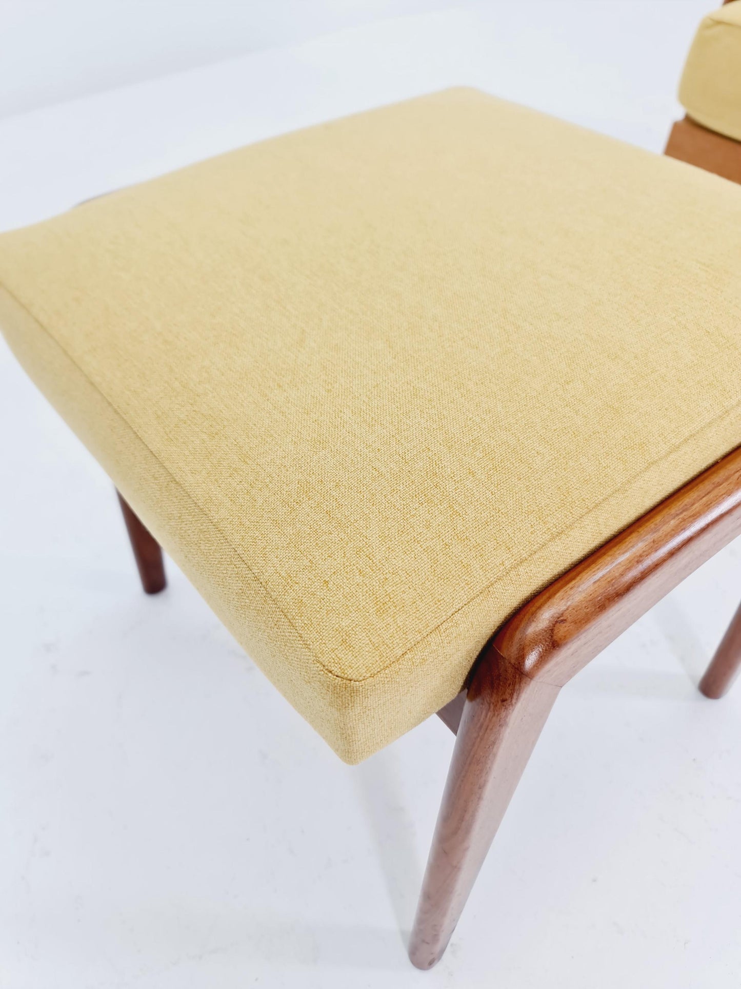 Mid Century Solid Walnut lounge chair/ Easy chair with Ottoman, 1960s