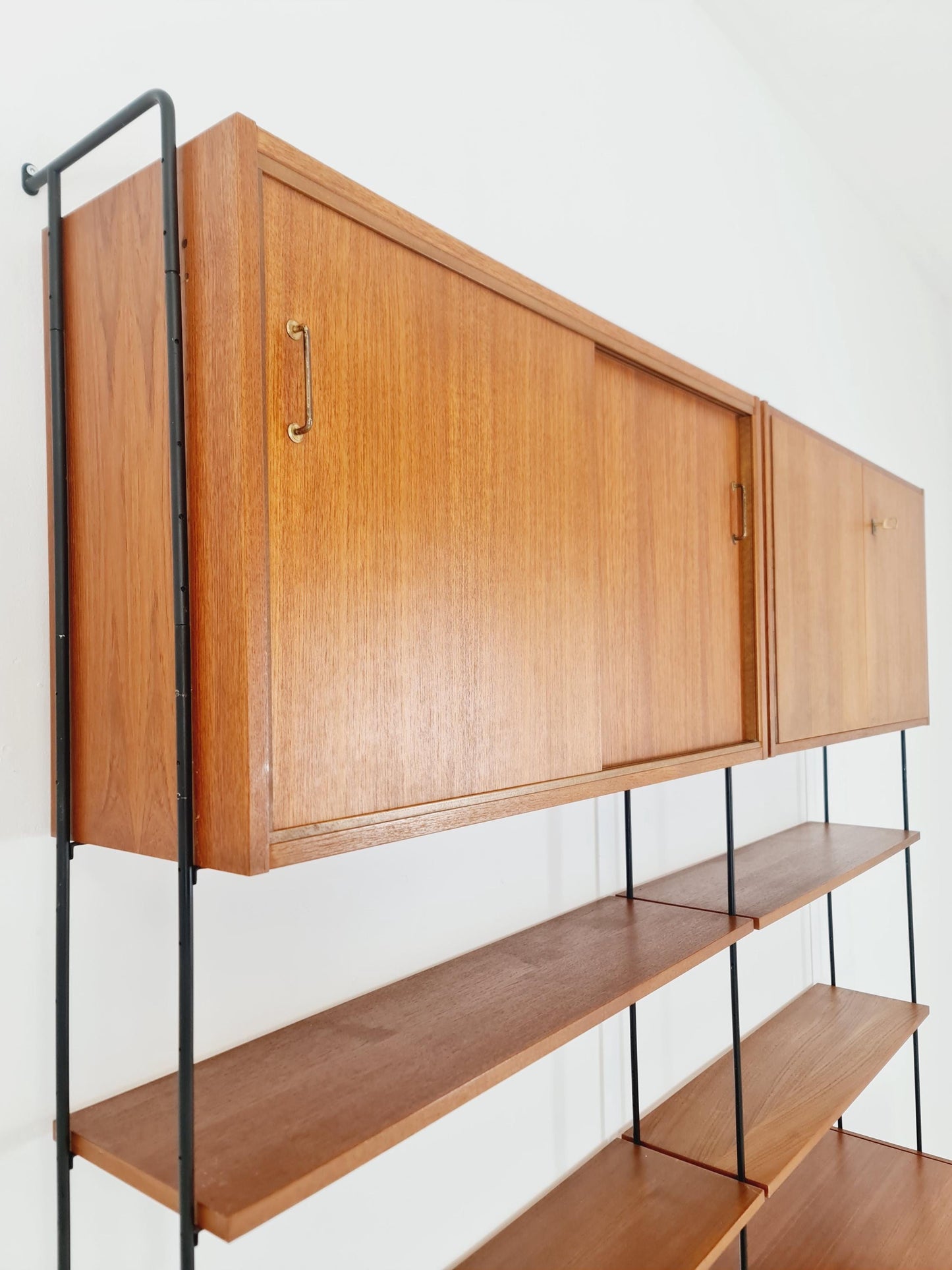 Mid century teak wall shelving unit by Hilker for Omnia, Germany, 1960s