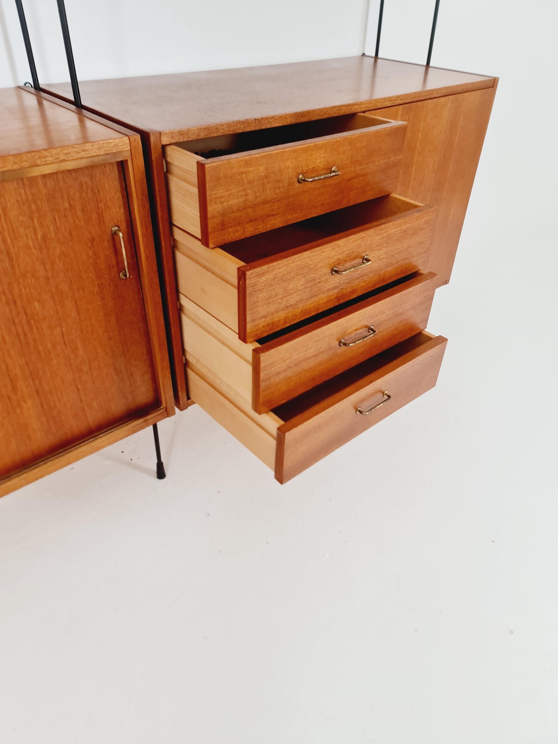 Mid century teak wall shelving unit by Hilker for Omnia, Germany, 1960s