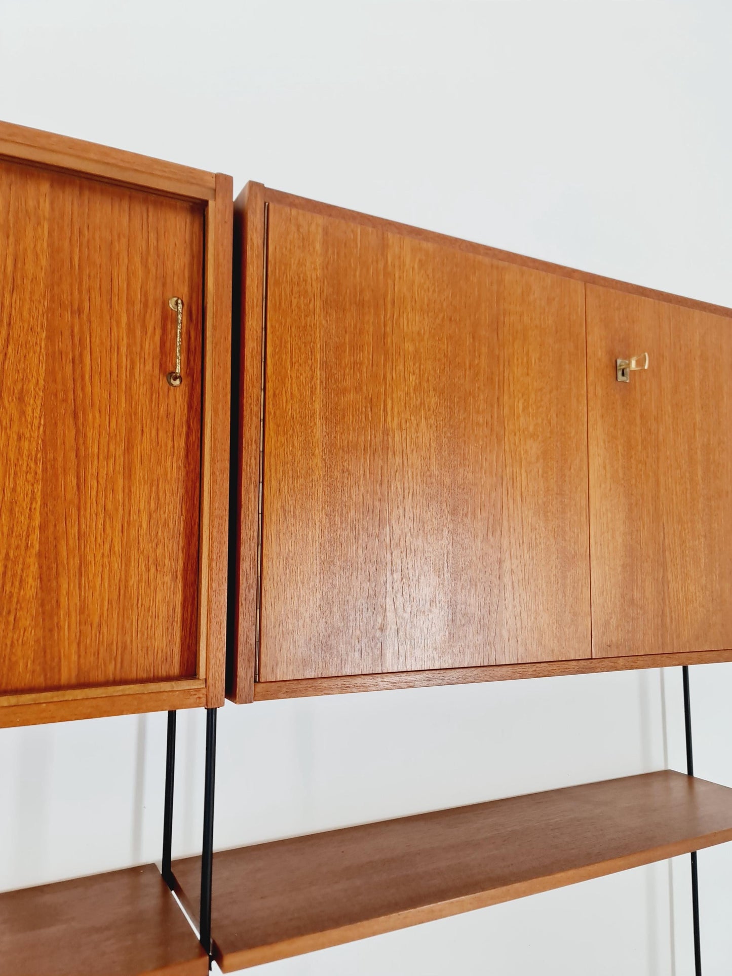 Mid century teak wall shelving unit by Hilker for Omnia, Germany, 1960s