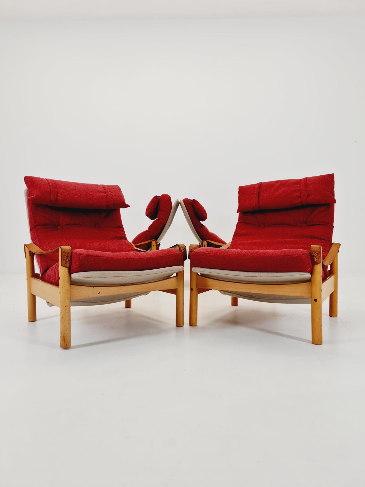 Mid-century vintage Safari Leather lounge chairs by Nili Stoppmobler denmark , 1970s Set of 4