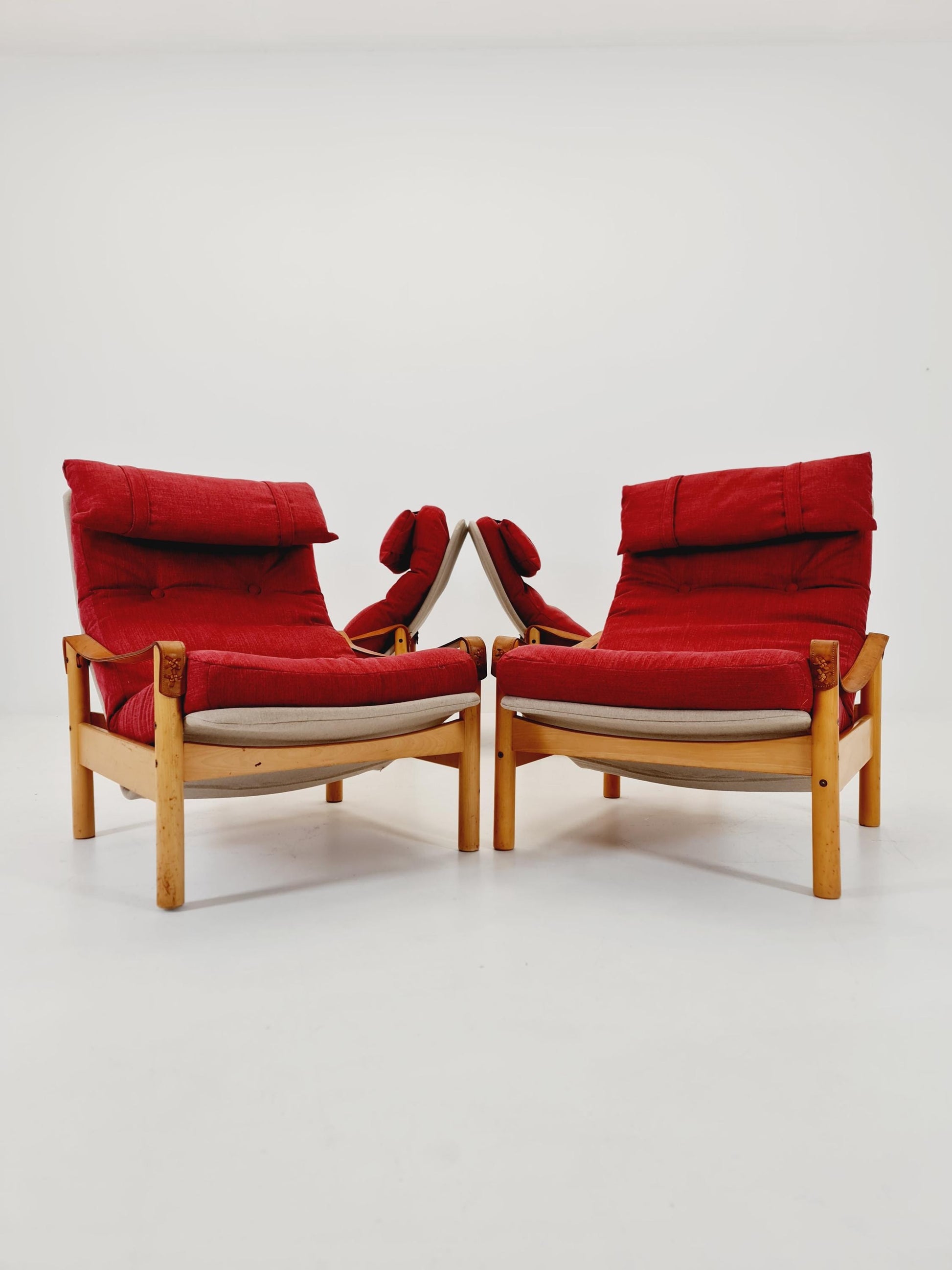 Mid-century vintage Safari Leather lounge chairs by Nili Stoppmobler denmark , 1970s Set of 4
