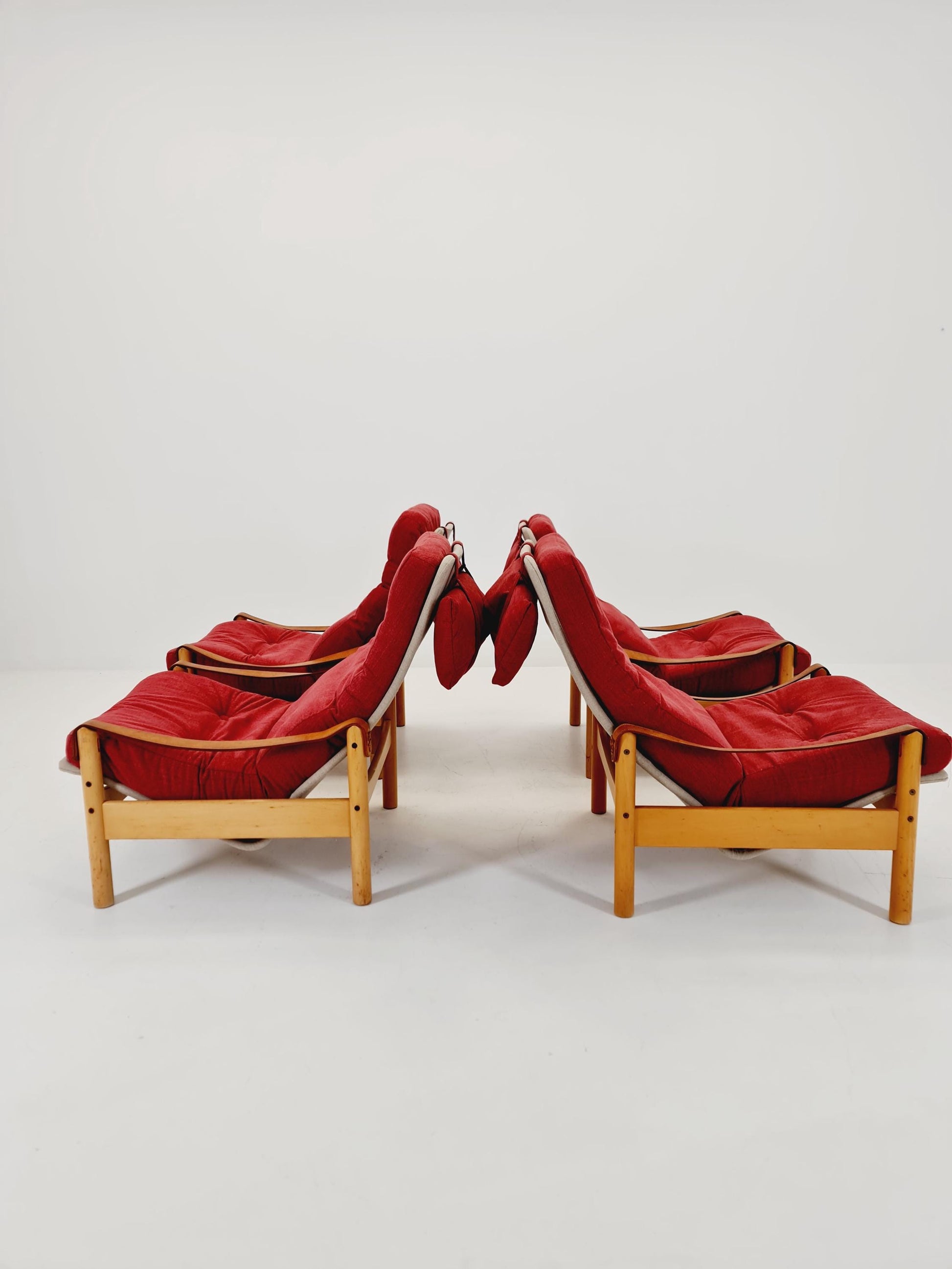 Mid-century vintage Safari Leather lounge chairs by Nili Stoppmobler denmark , 1970s Set of 4