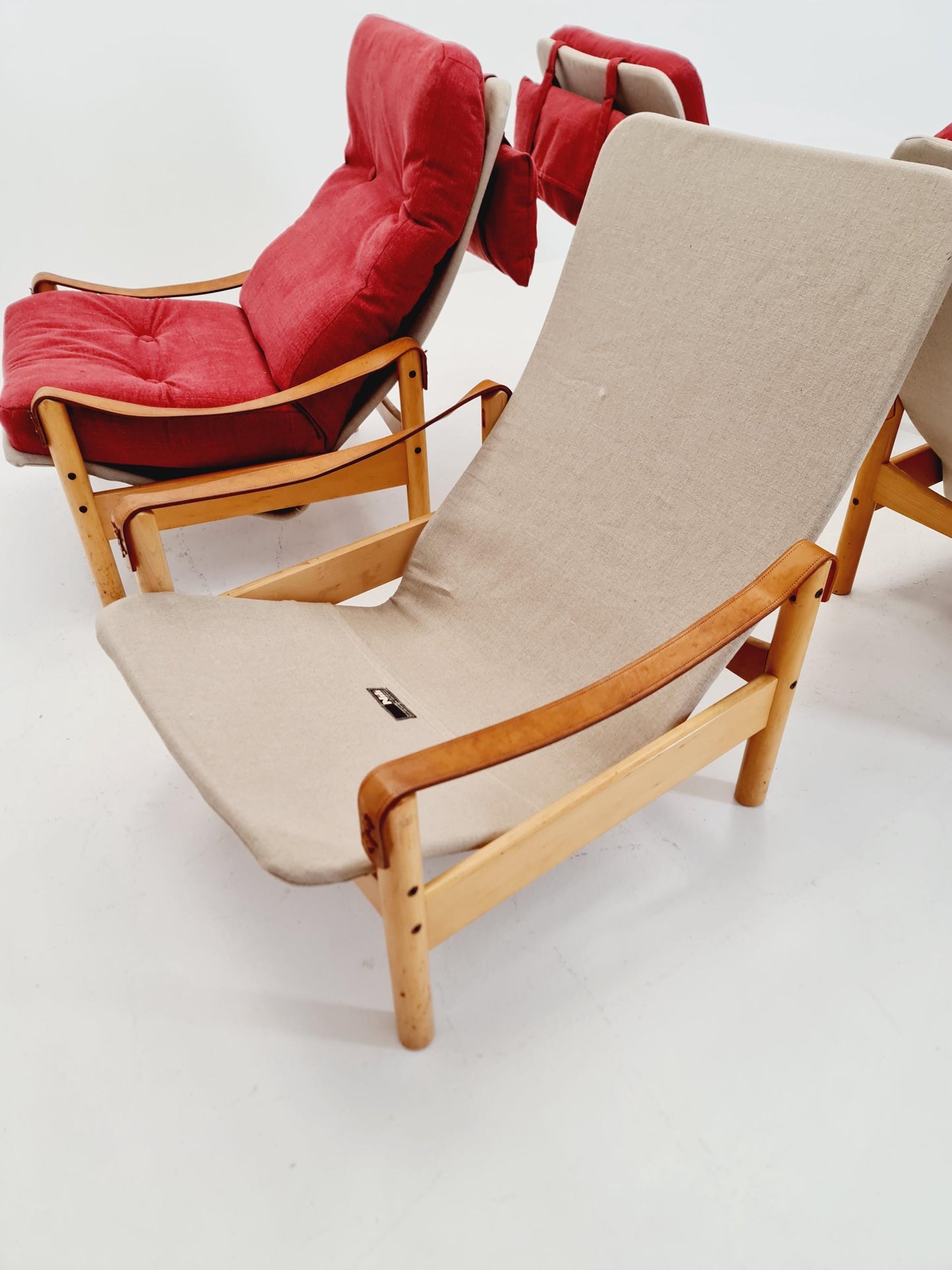 Mid-century vintage Safari Leather lounge chairs by Nili Stoppmobler denmark , 1970s Set of 4