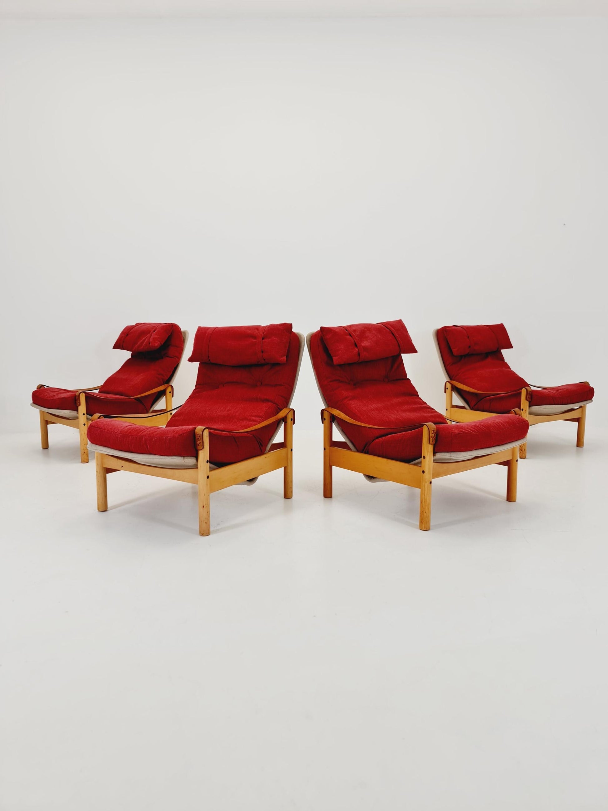 Mid-century vintage Safari Leather lounge chairs by Nili Stoppmobler denmark , 1970s Set of 4